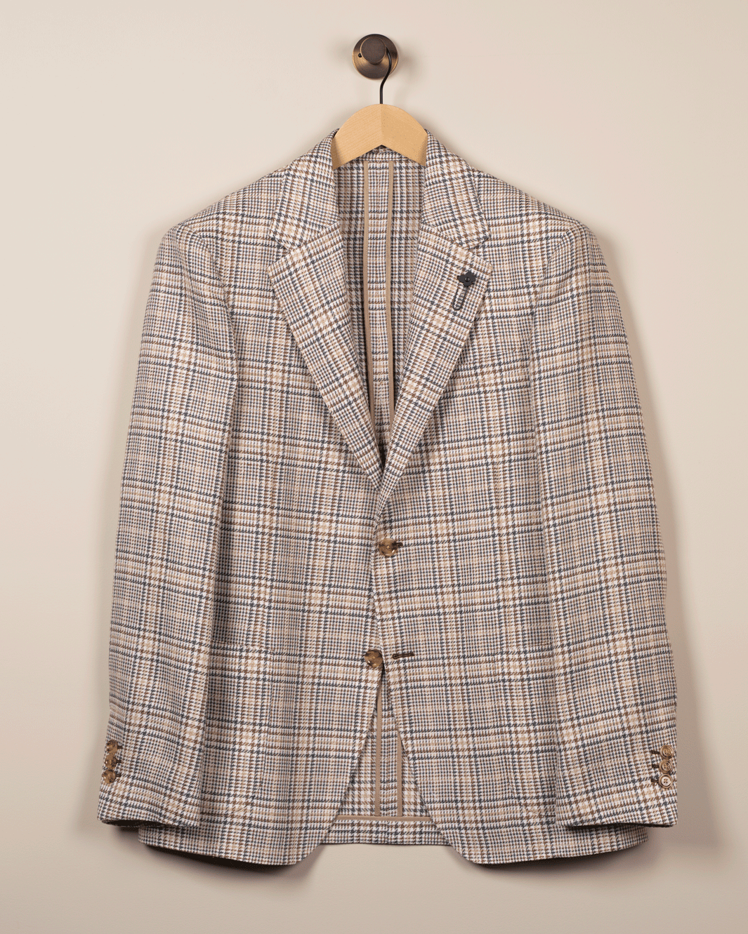 Enkelspent Jakke Ruter - Beige