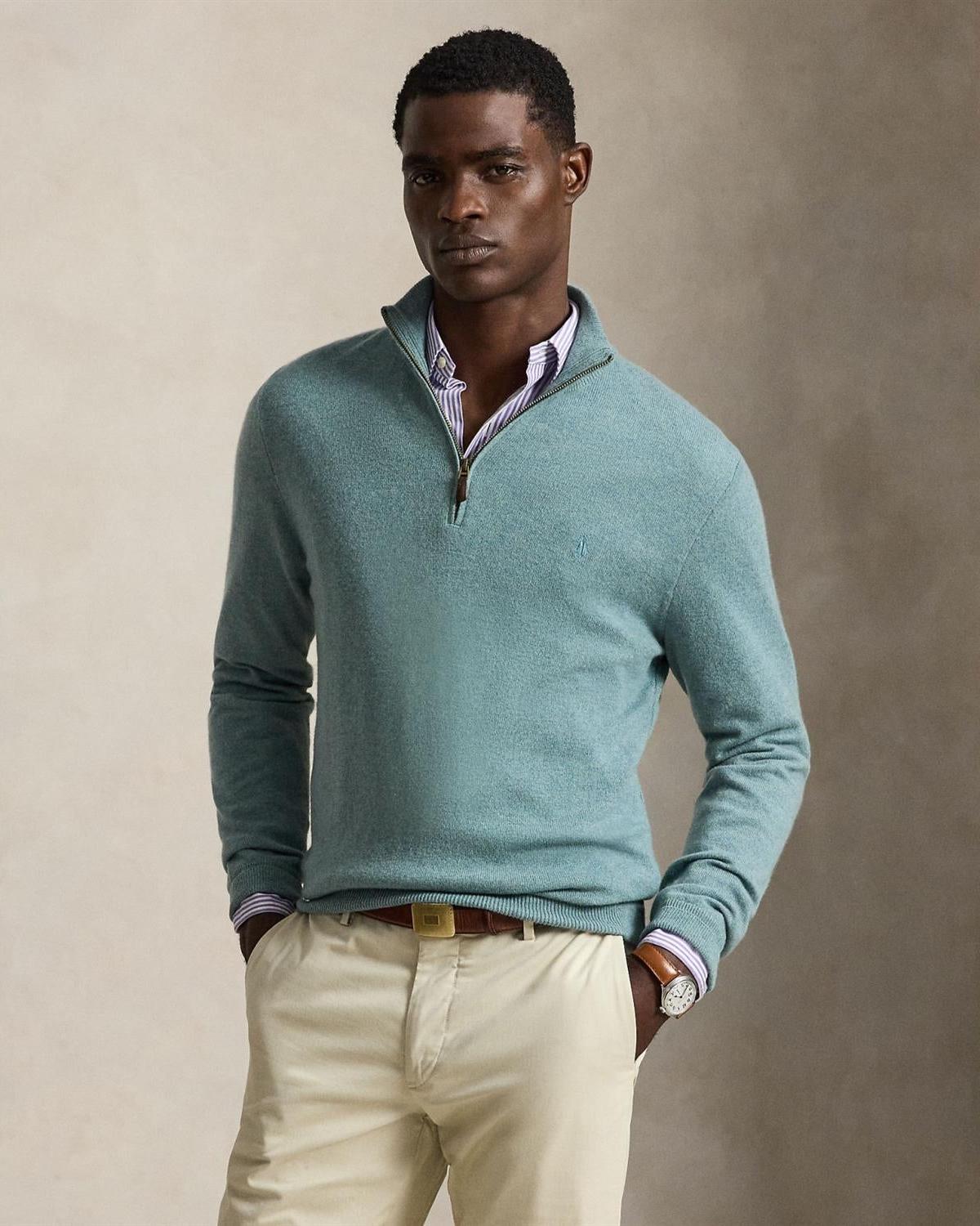 Merino Half Zip - Turkis