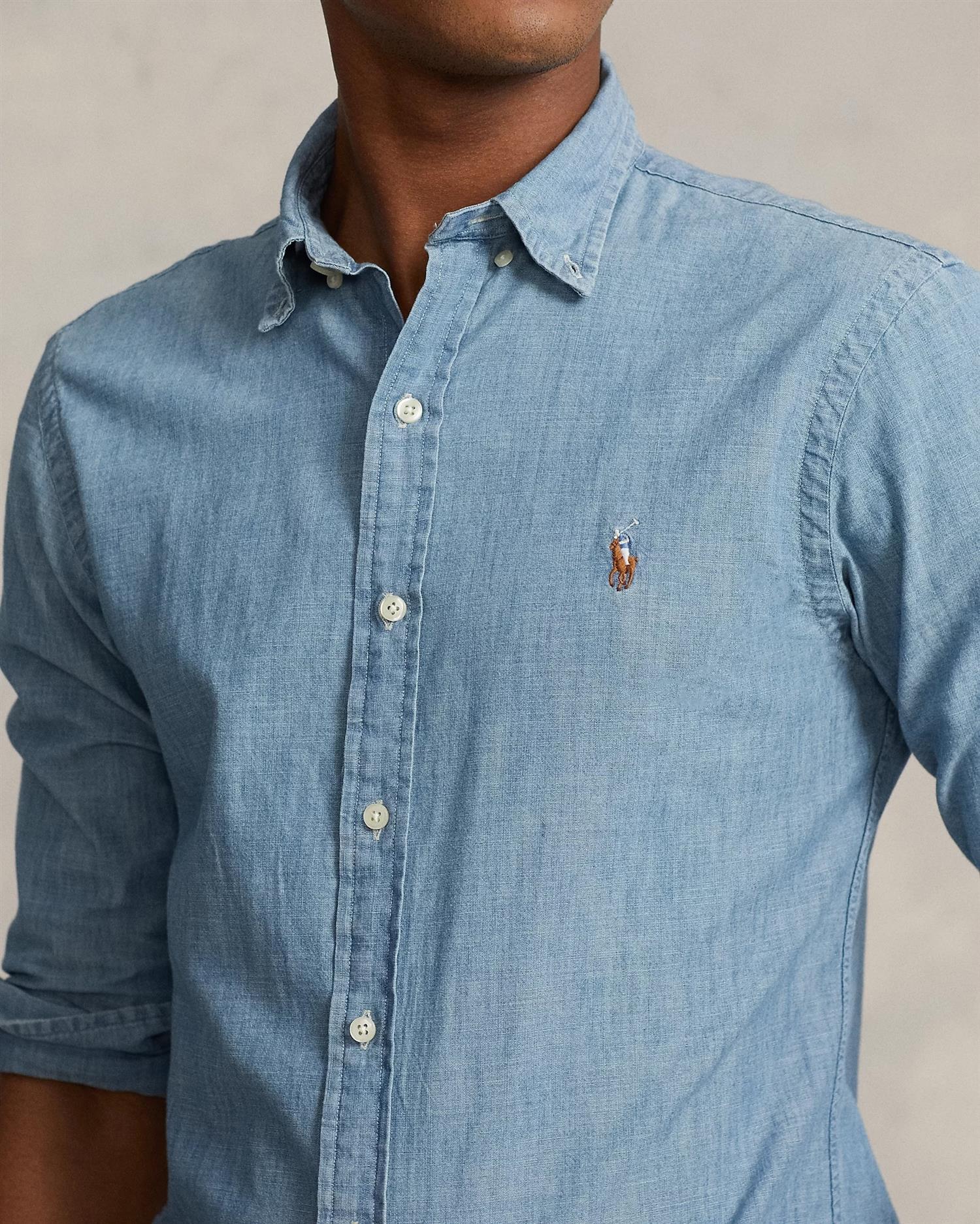 Chambray Skjorte Custom - Blå