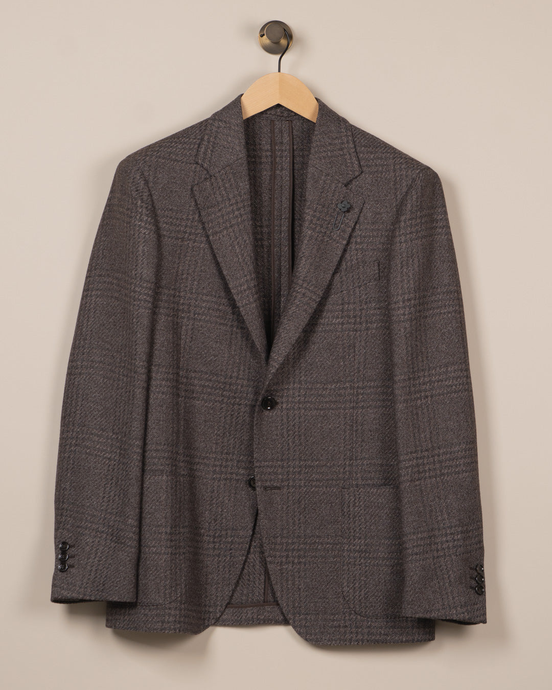 Rutet Blazer Jakke - Brun