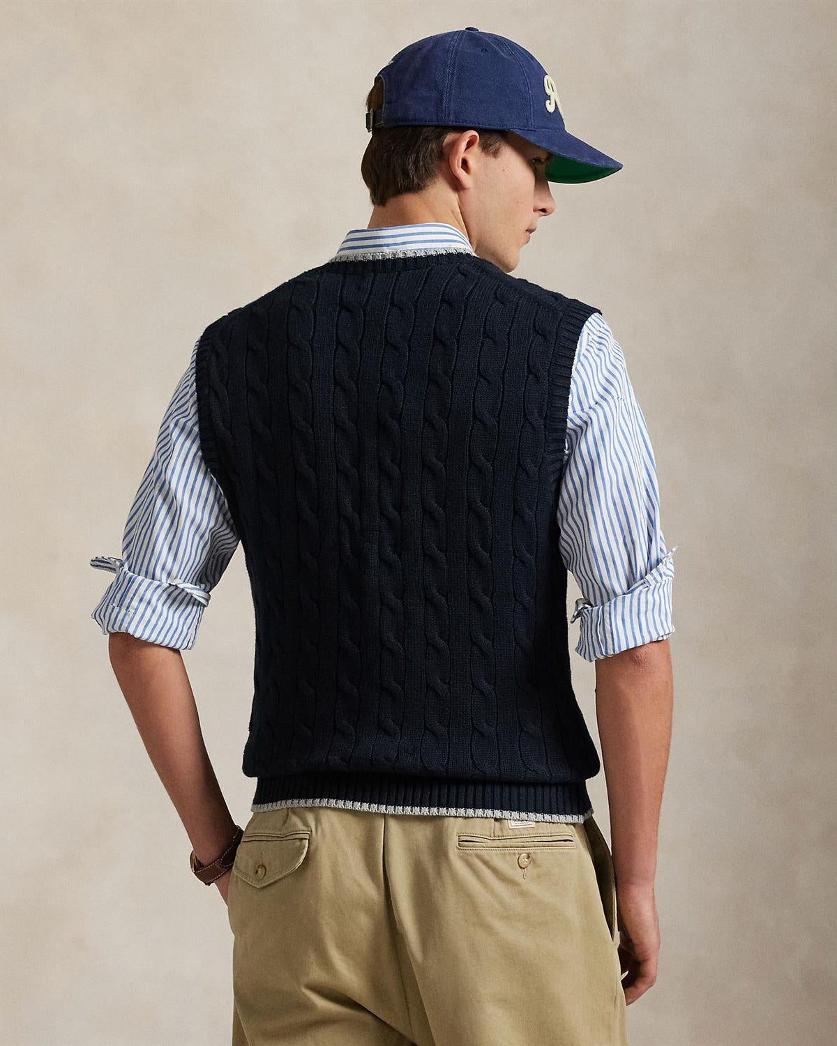 Cotton Cablevest - Navy