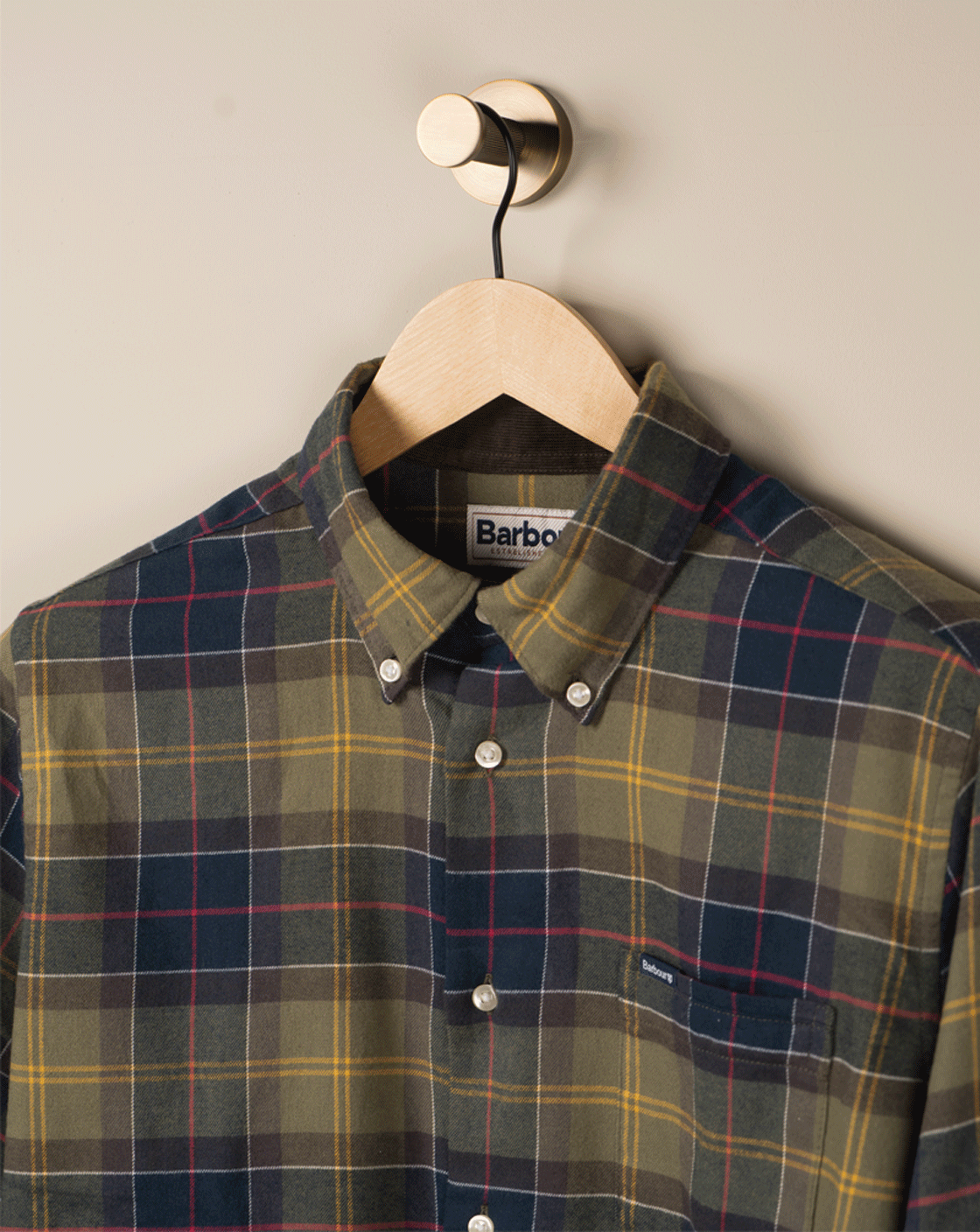 Rutet Flanell Skjorte - Oliven