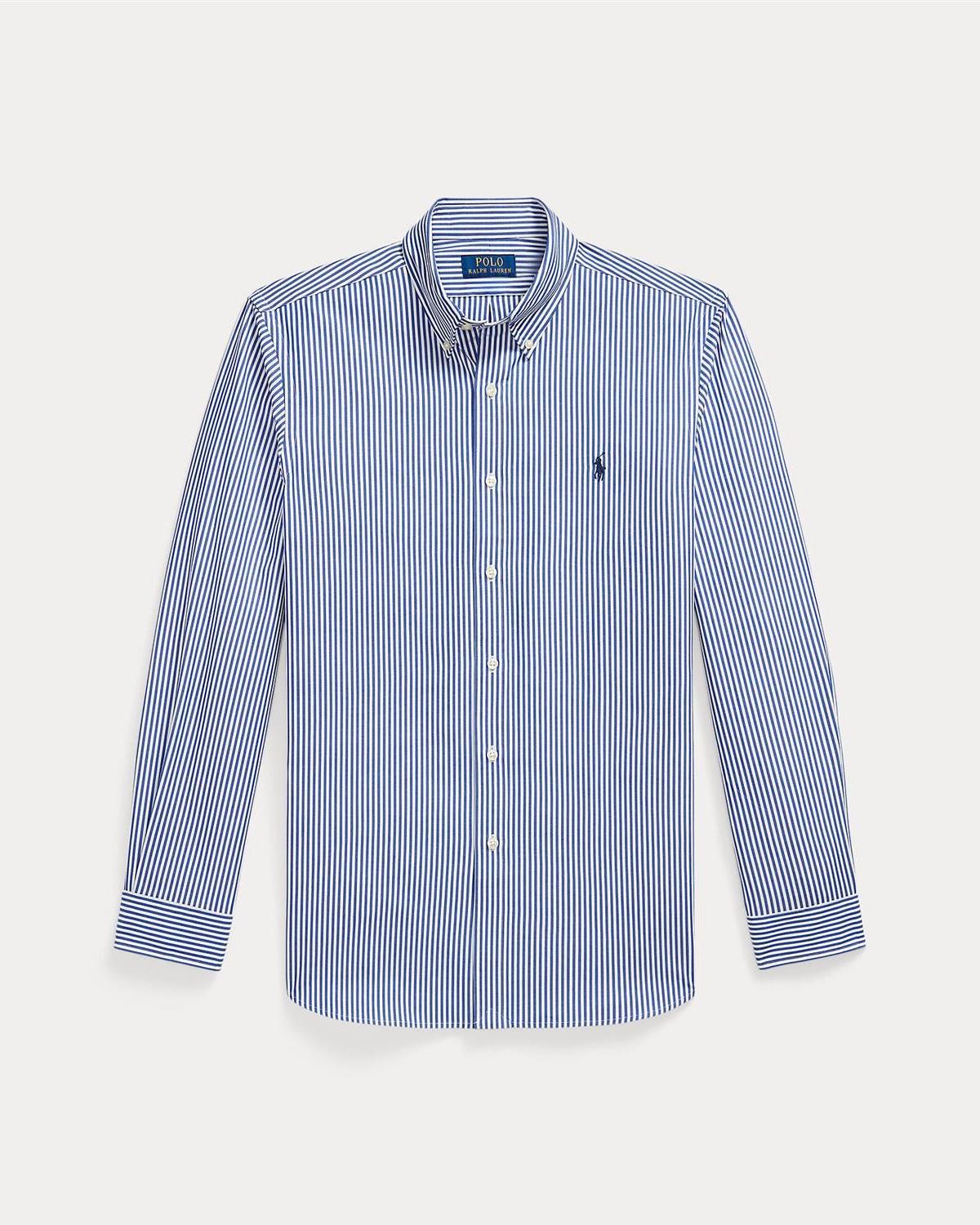 Stripet Poplinskjorte - Navy/Hvit