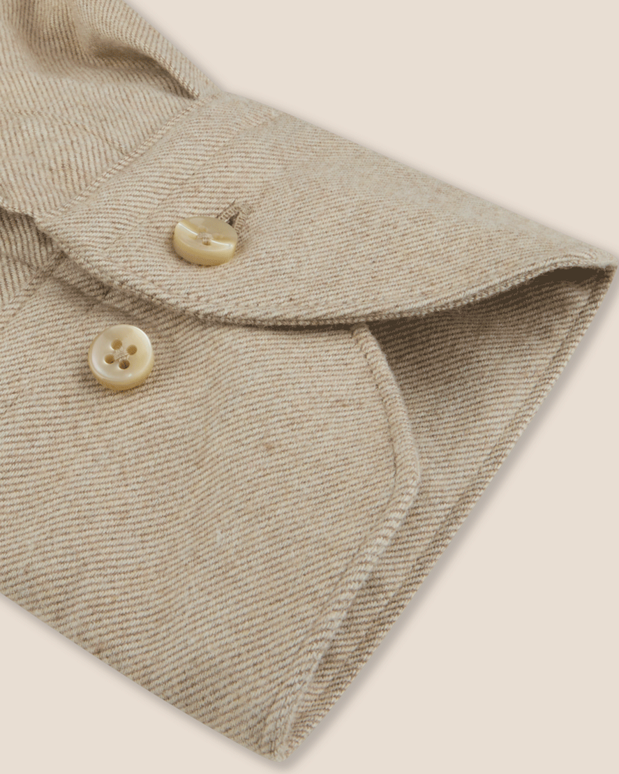 Regular Fit Flanell Skjorte - Beige