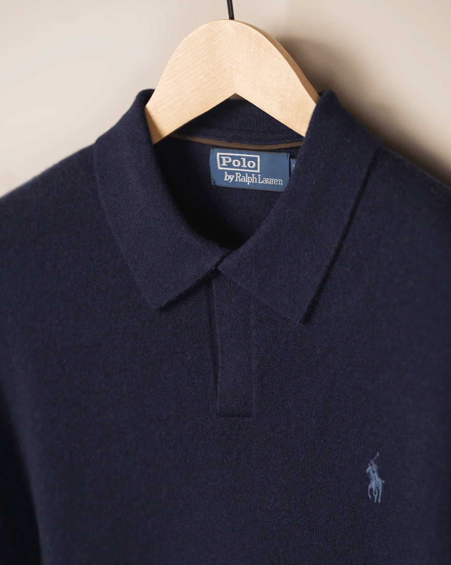 Wool Johnny-krage Genser - Navy