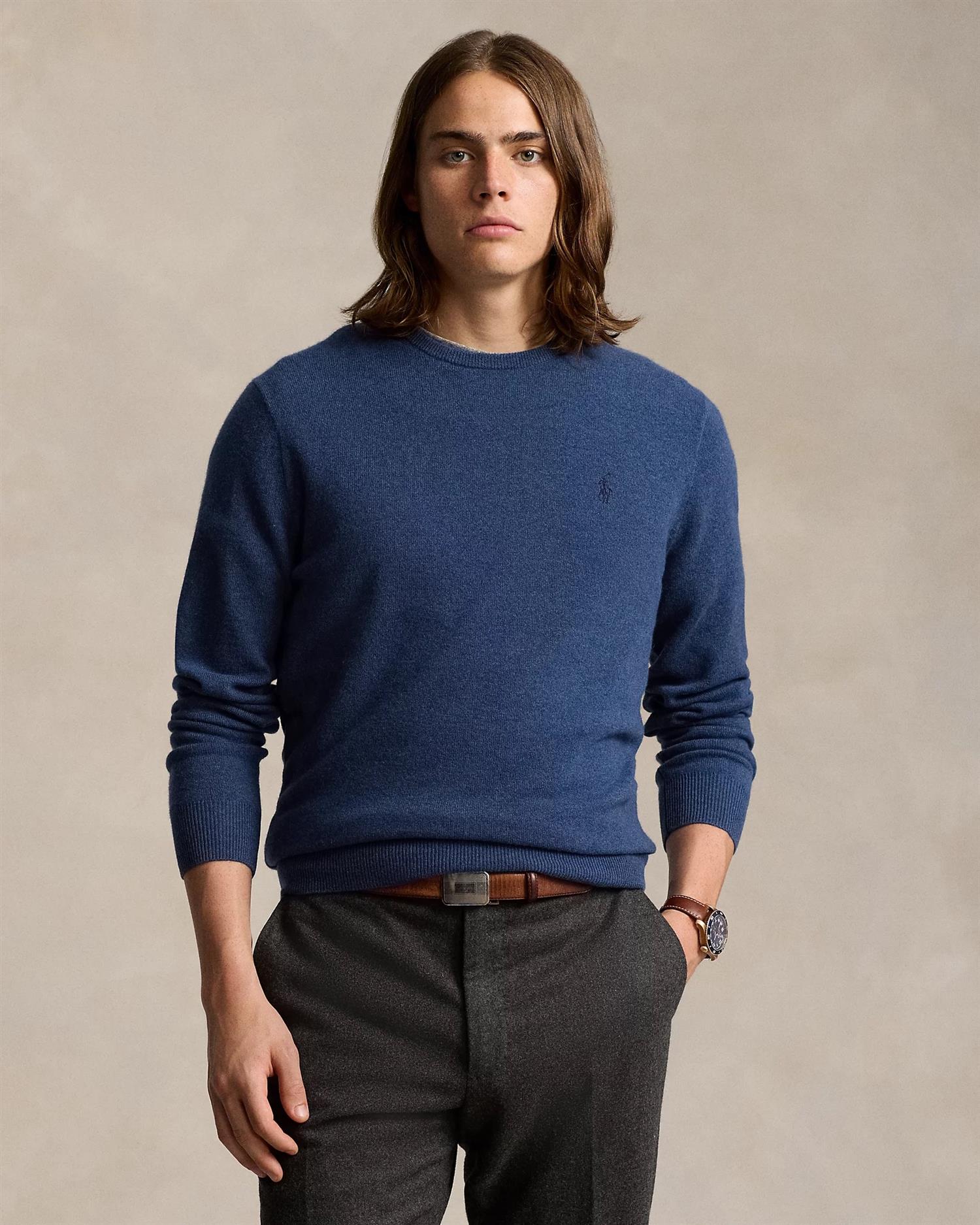Wool Crewneck Jumper Blå-Polo Ralph Lauren-www.gunnaroye.no