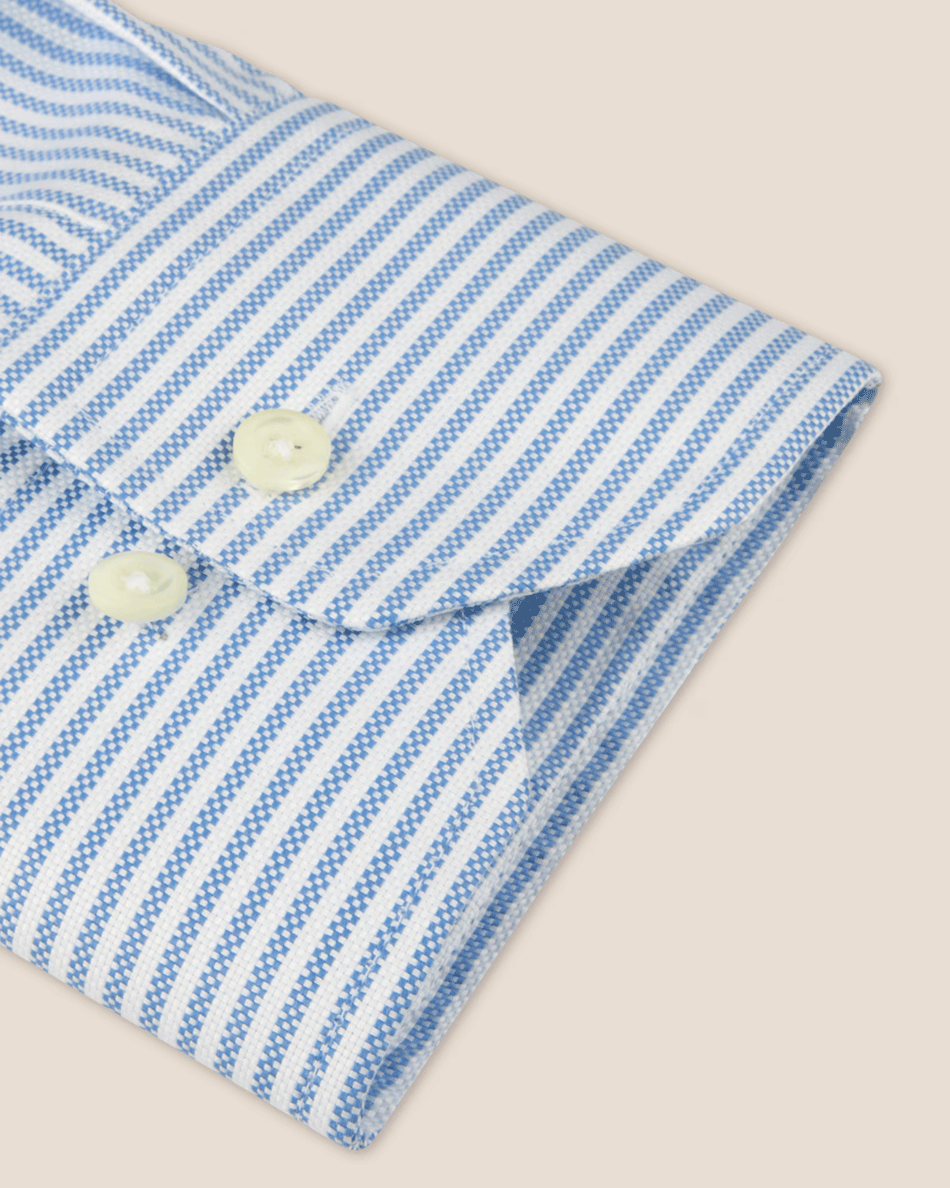 Regular Fit Oxford Skjorte Stripet - Lyseblå