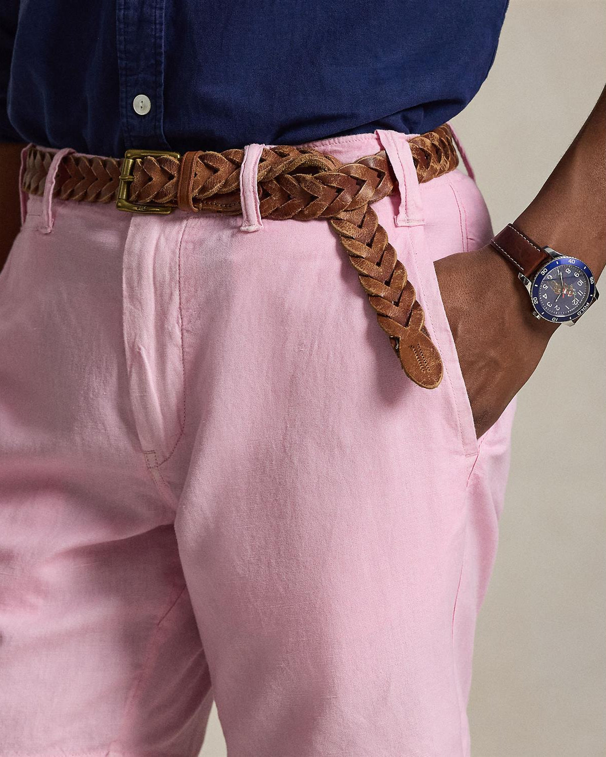 Maritim Bomull/Lin Shorts - Rosa