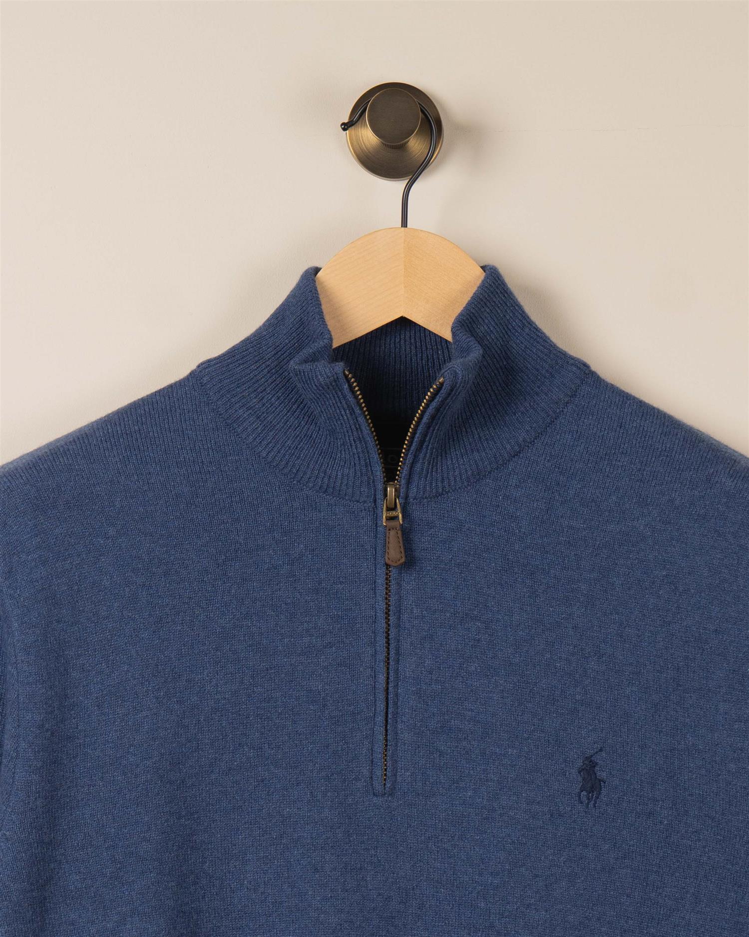 Rustikk Merino Half Zip - Blå