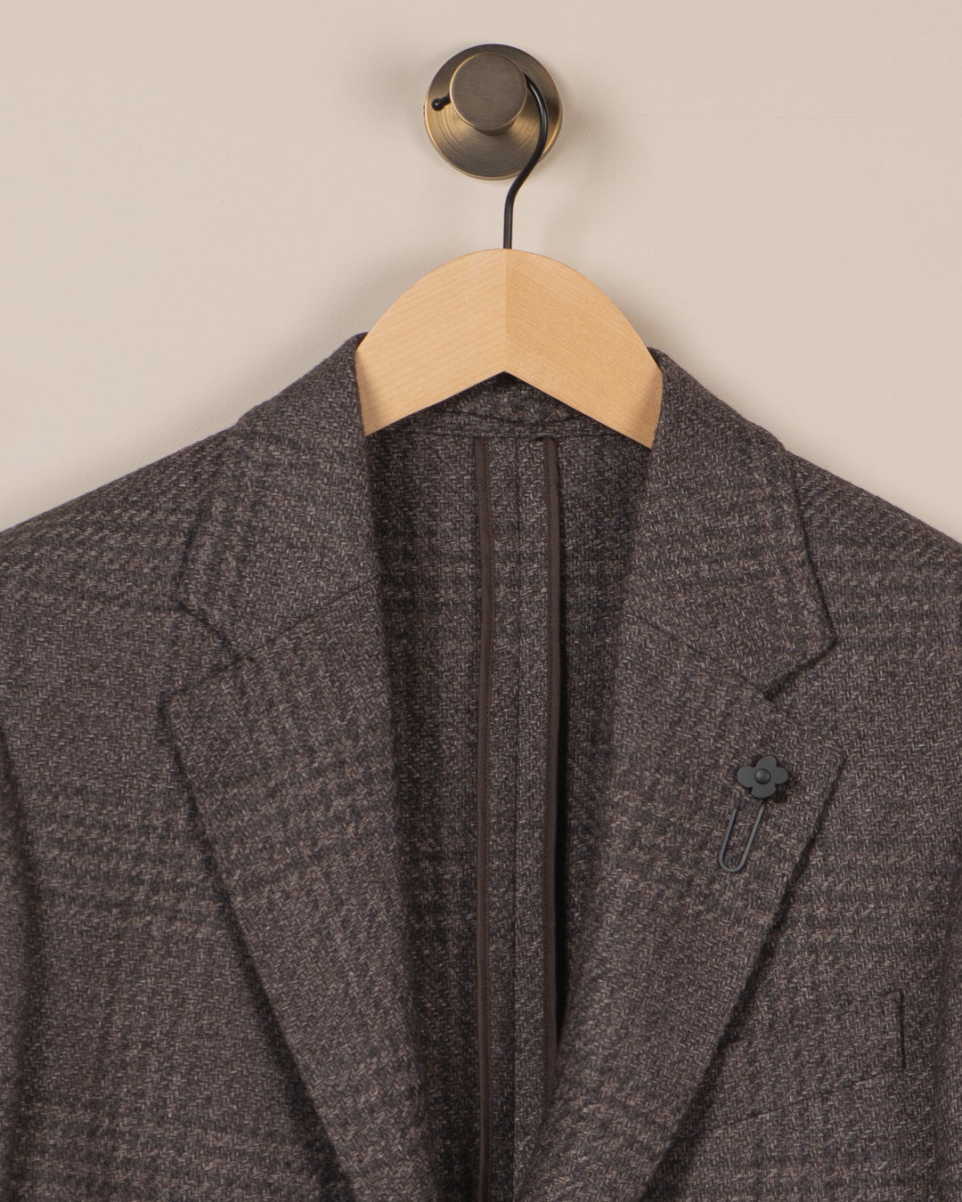 Rutet Blazer Jakke - Brun