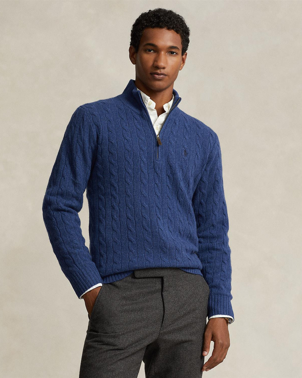 Kabel Half-Zip - Blå