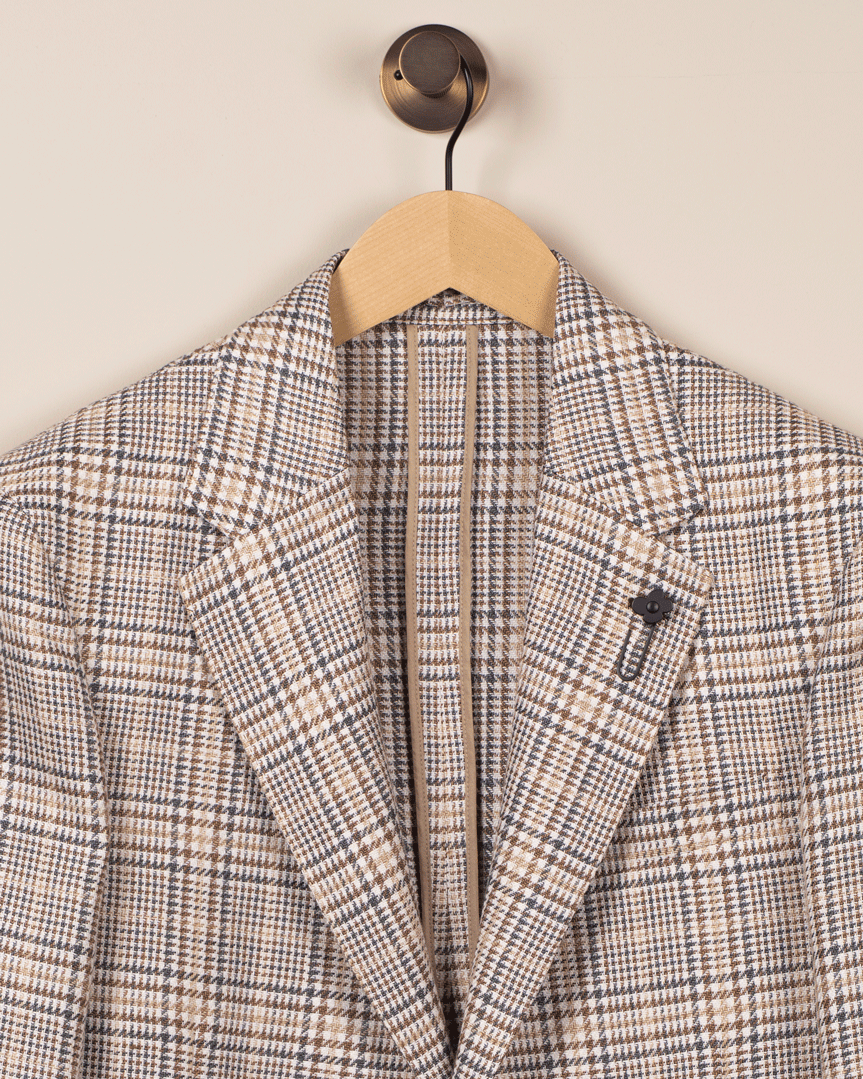 Enkelspent Jakke Ruter - Beige