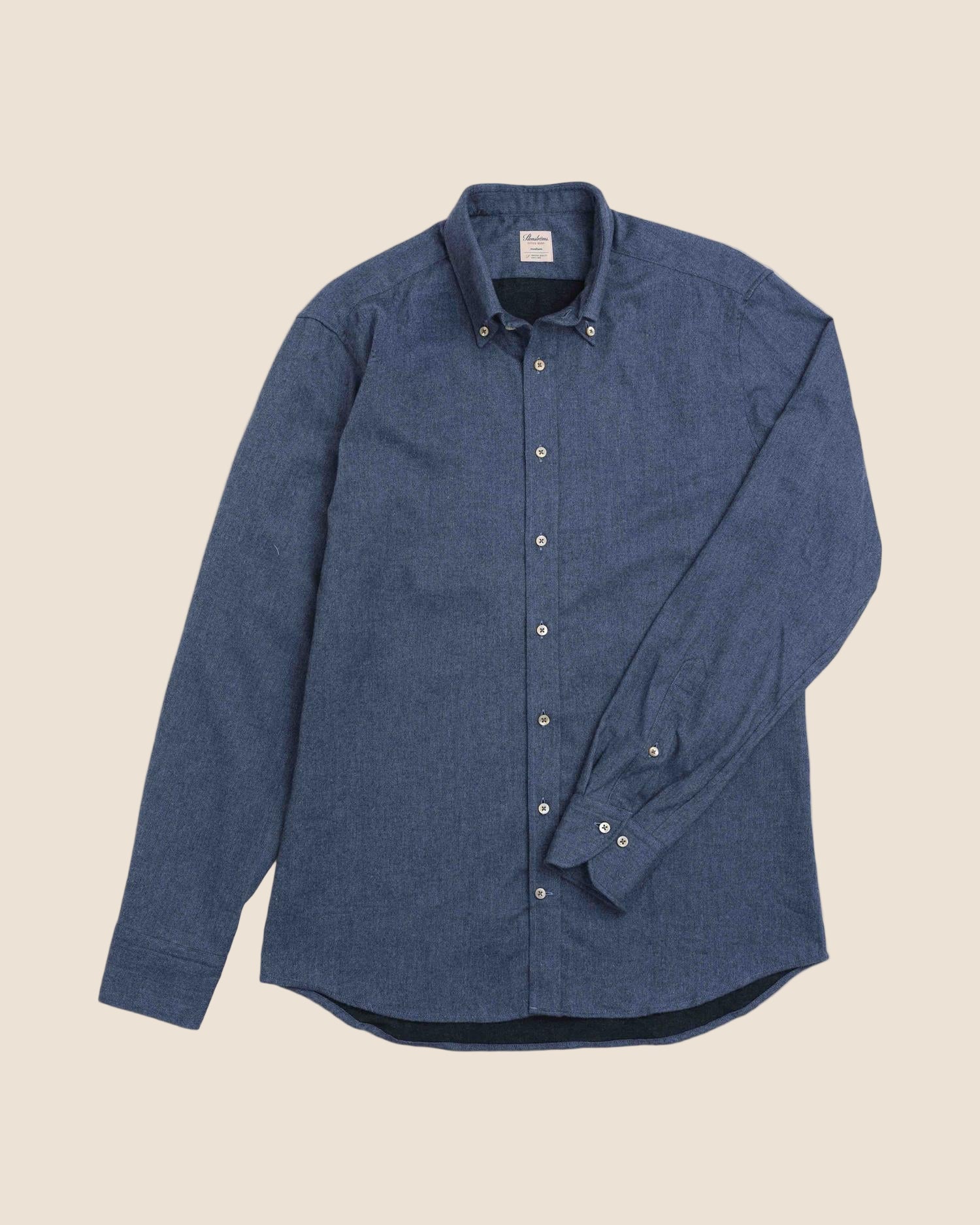 Ensfarget Flanellskjorte - Jeansblå-Stenströms-www.gunnaroye.no