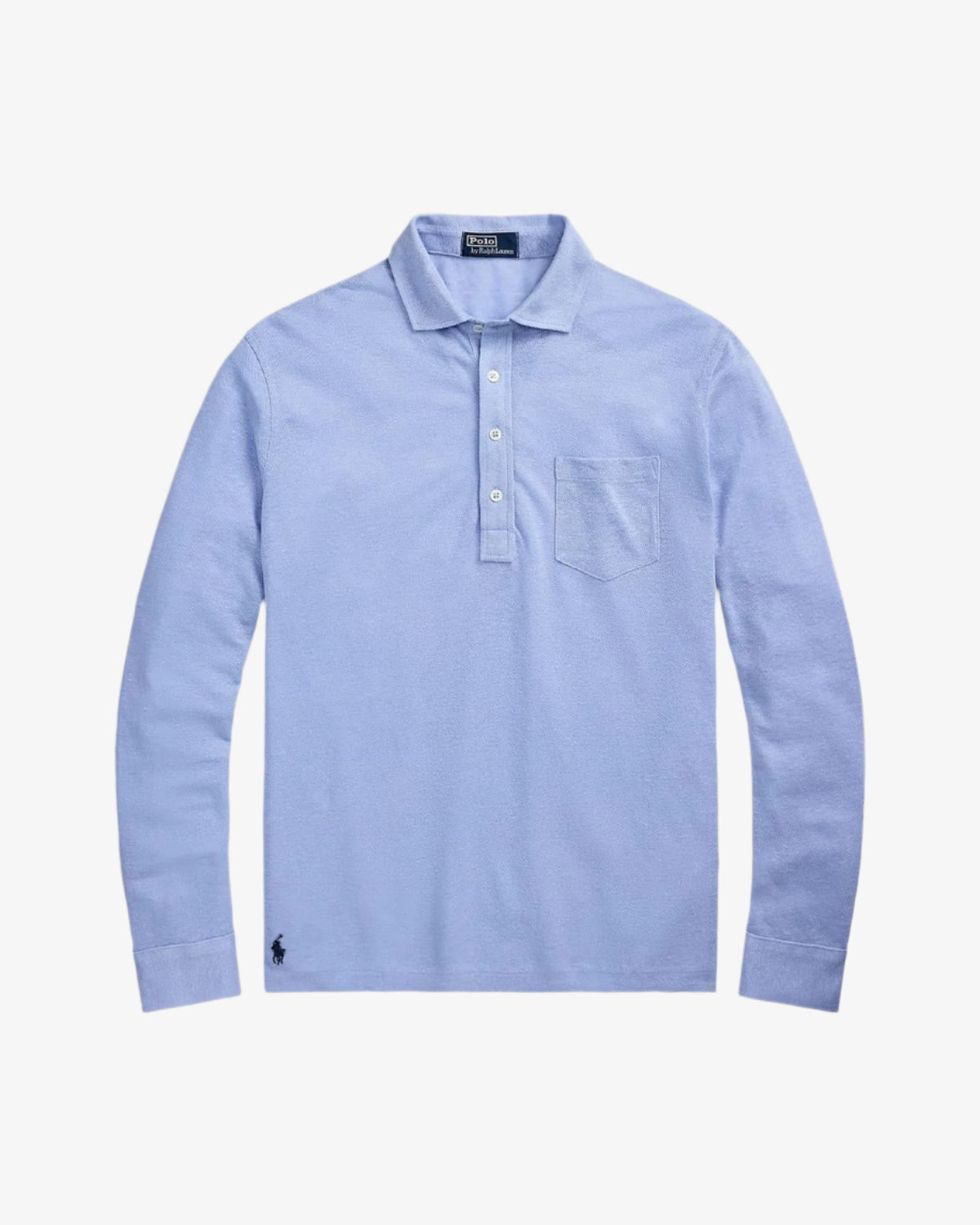 Lin Mesh Polo Langermet Lyseblå