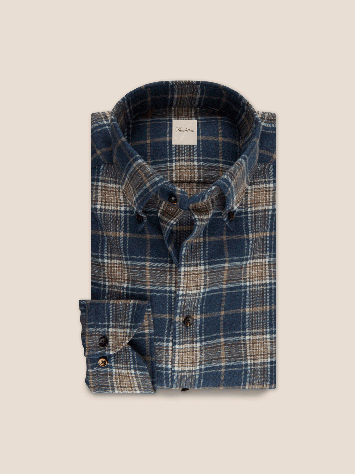 Slim Flanell Skjorte Rutet - Mørk blå