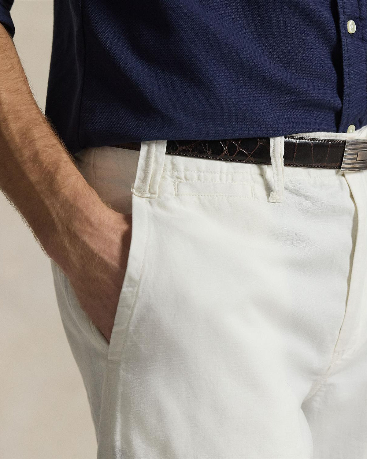 Maritim Bomull/Lin Shorts - Krem