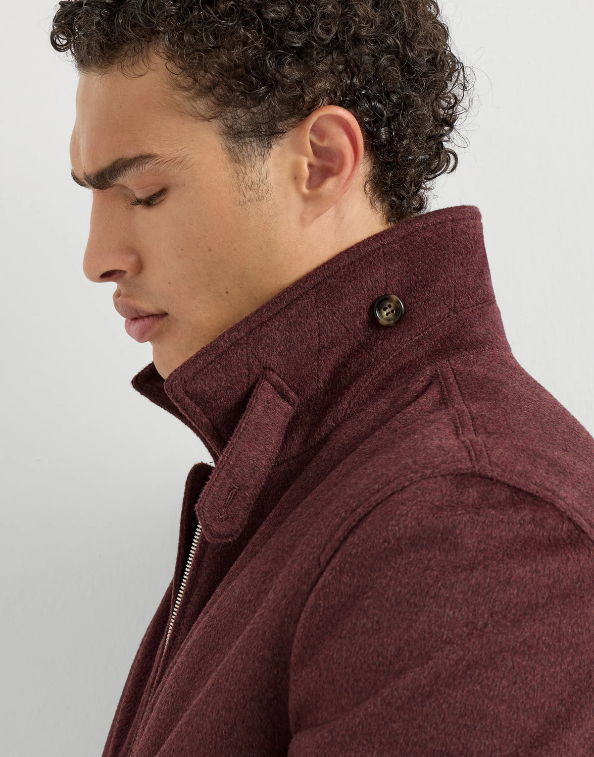 Beaver Cloth Bomber Jacket - Burgunder