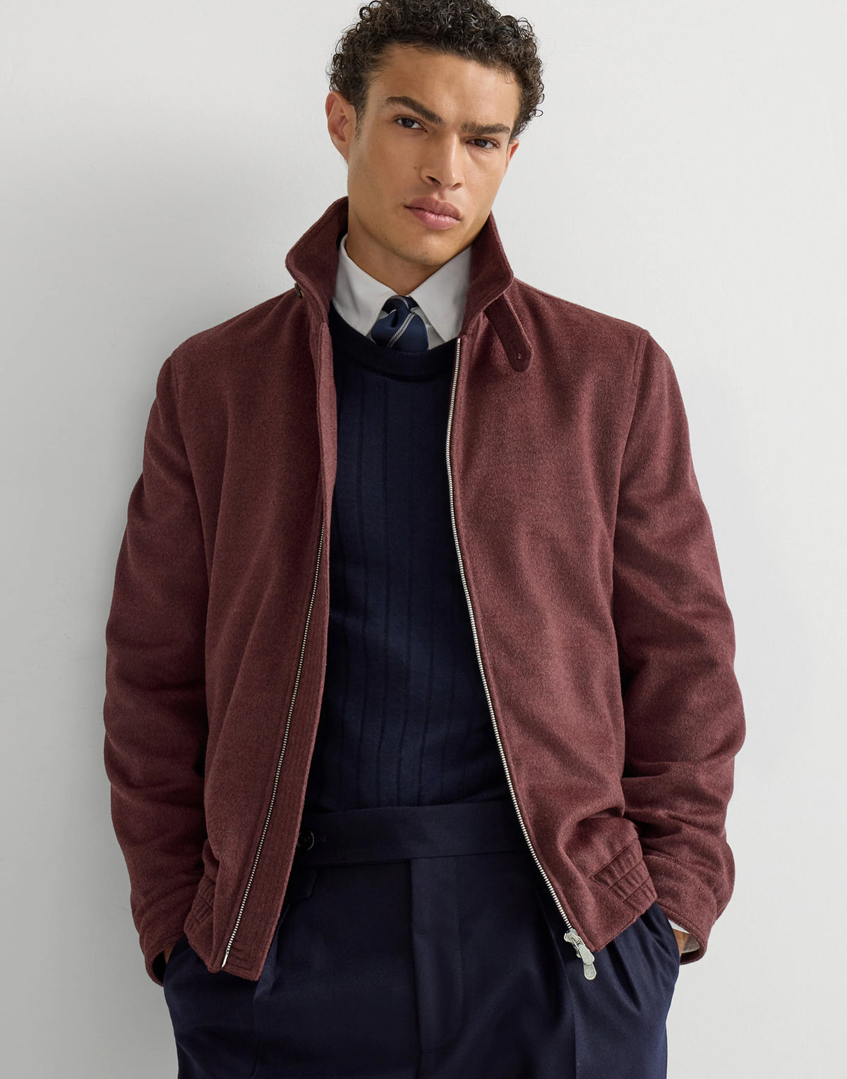 Beaver Cloth Bomber Jacket - Burgunder