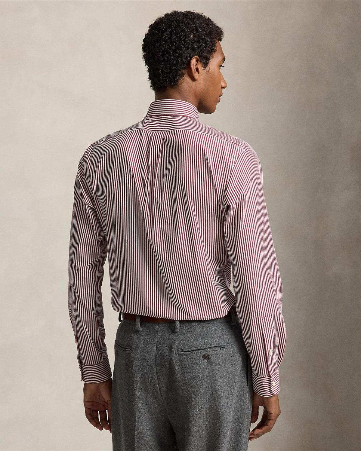 Stripet Poplin Skjorte - Burgunder
