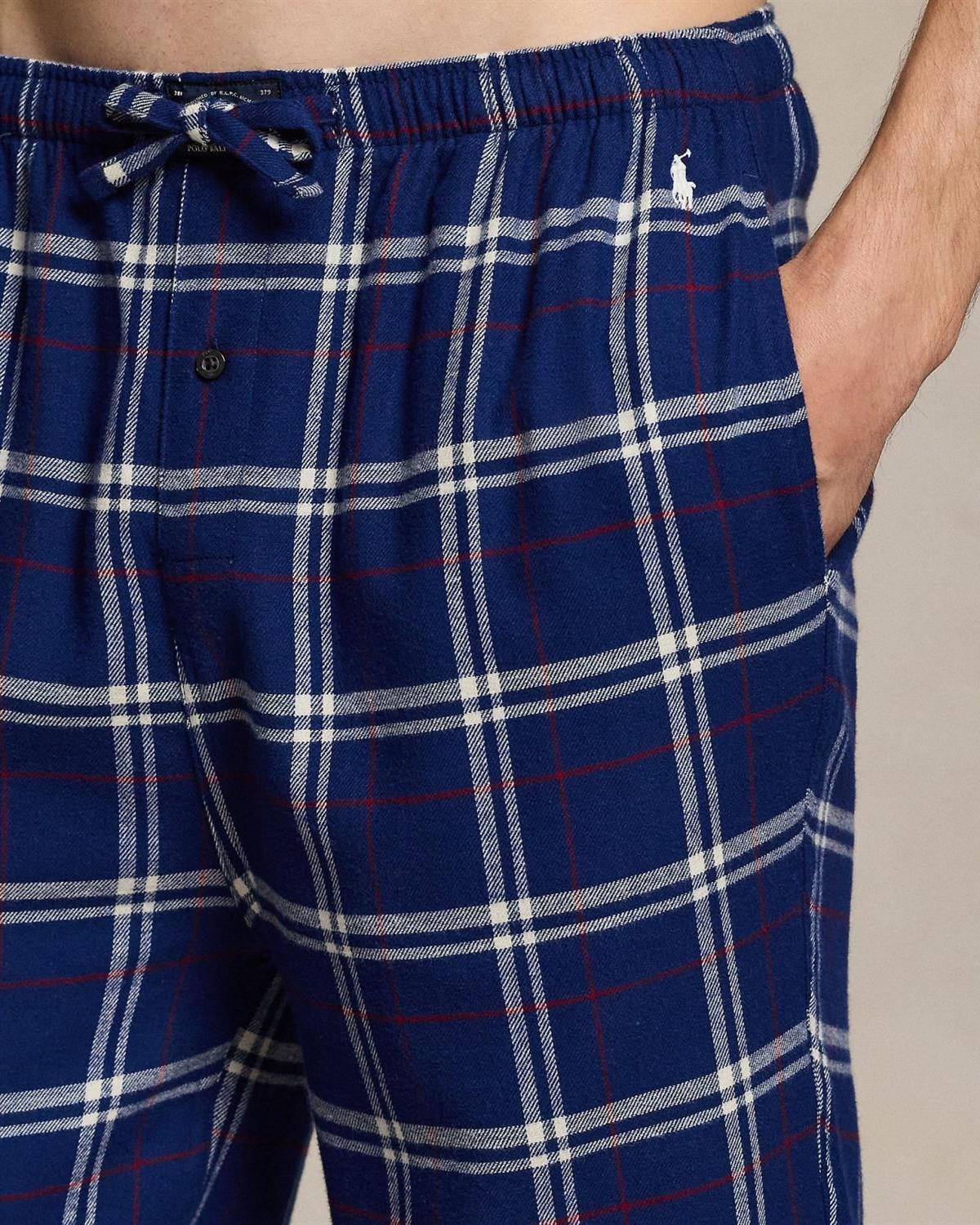 Rutet Flanell Pyjamas - Navy/Rød