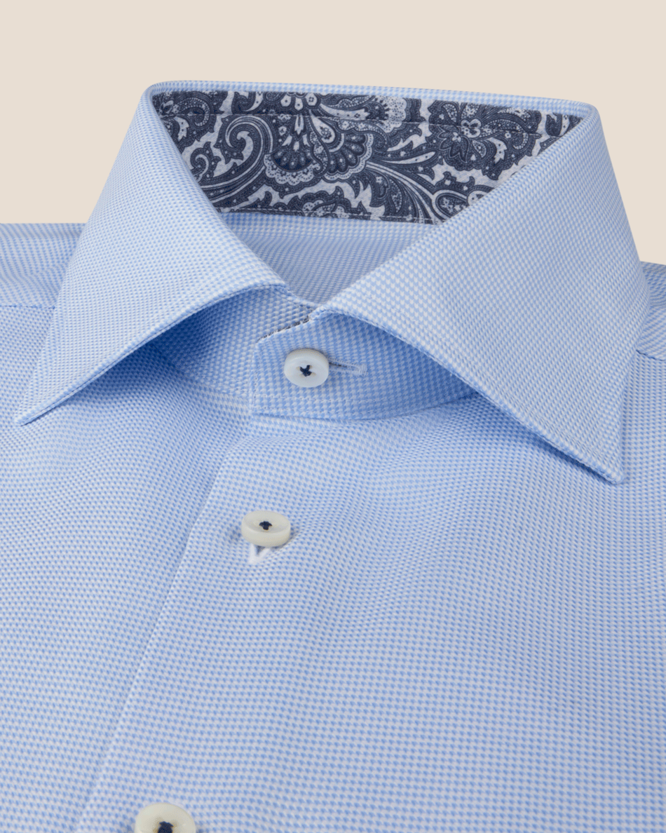 Regular Fit Cotton Twill Skjorte - Blå