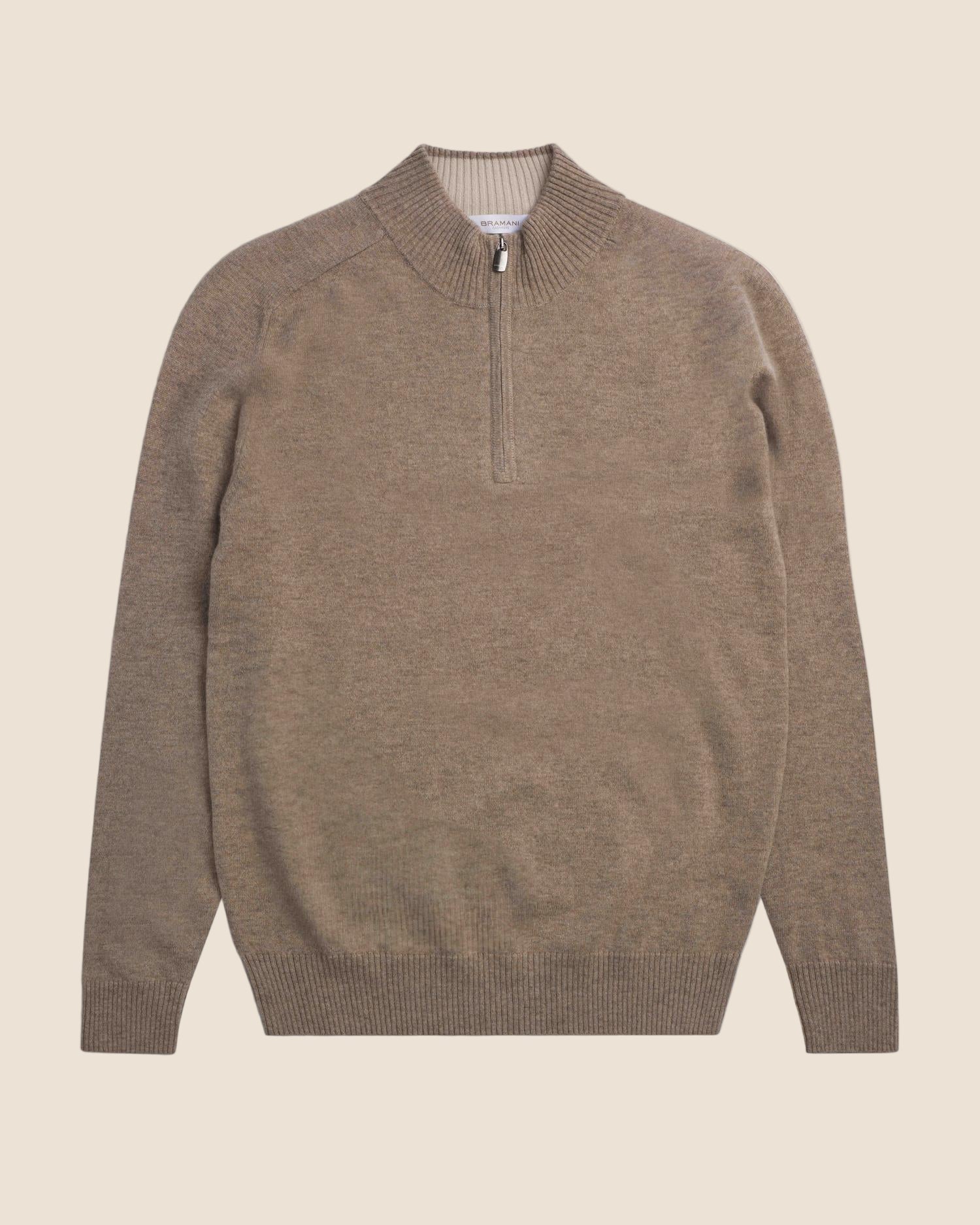 Half-Zip med Kontrast - Beige