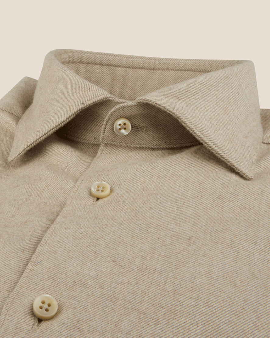 Regular Fit Flanell Skjorte - Beige