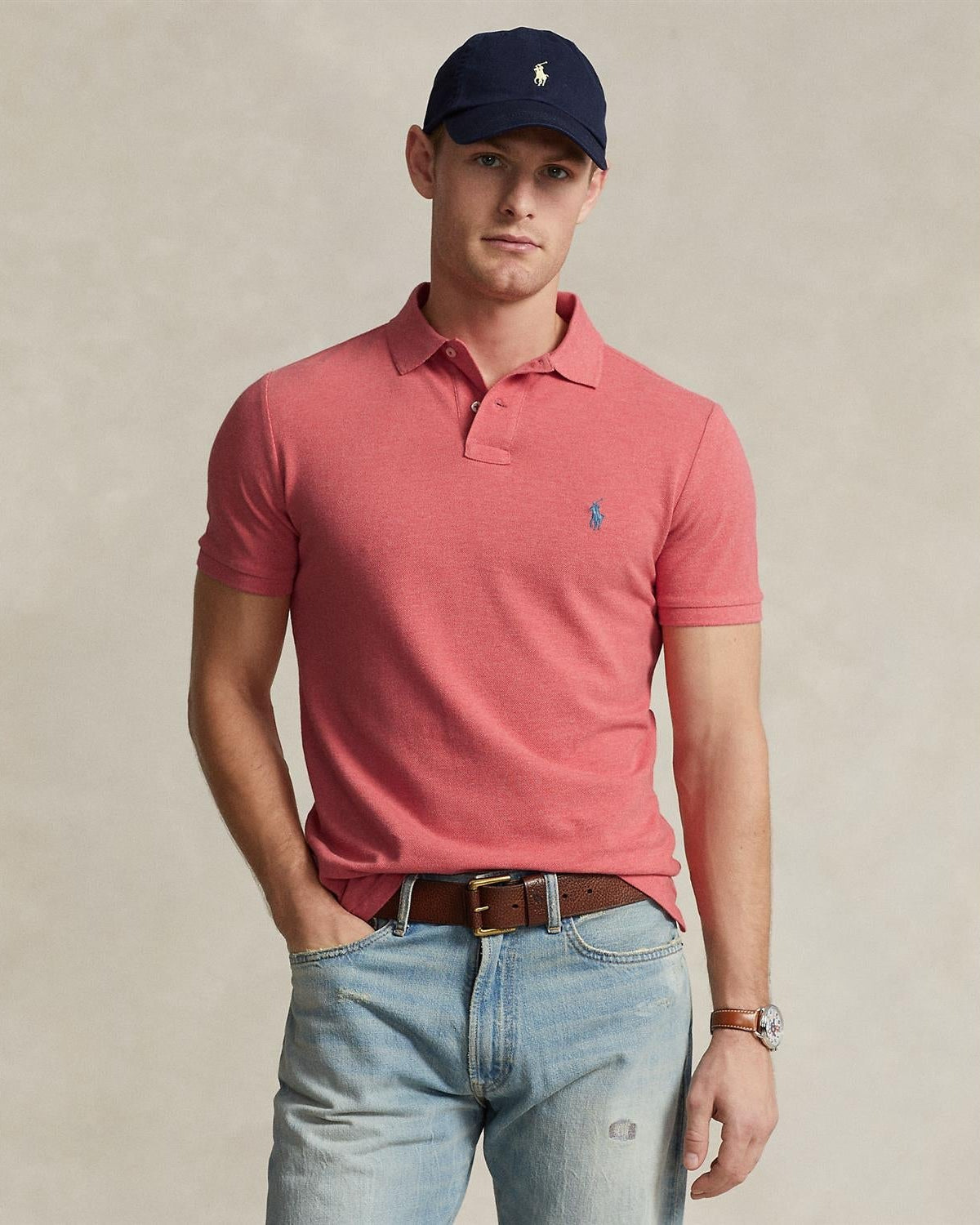 Custom Slim Fit Polo Vasket Rød