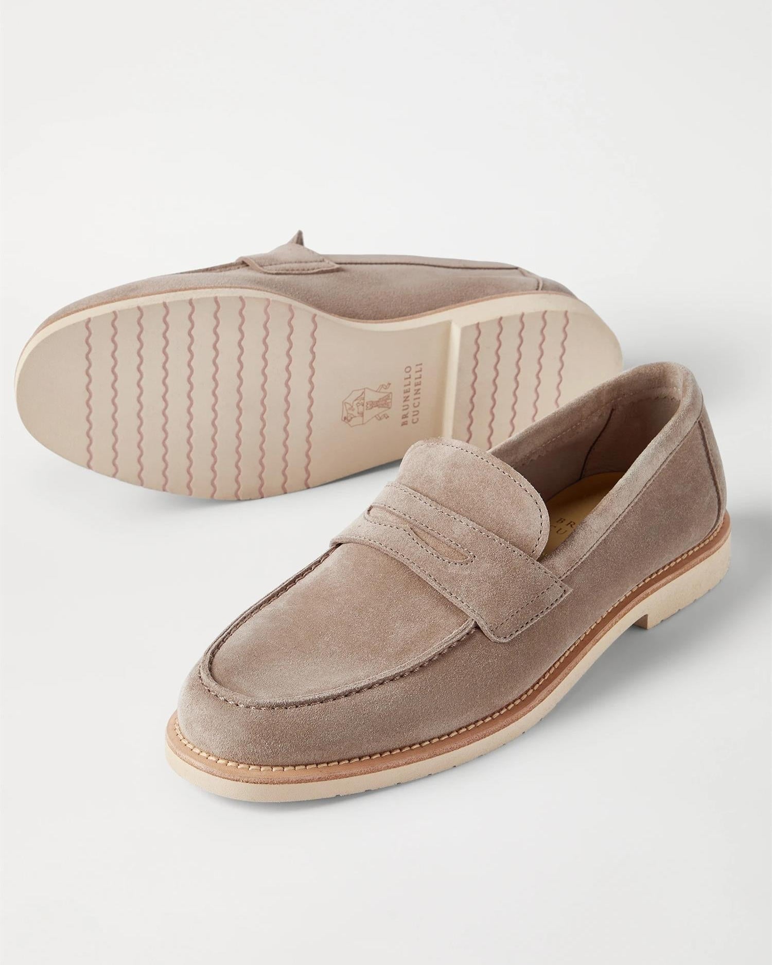 Reversed Kalveskinn Penny Loafer - Beige