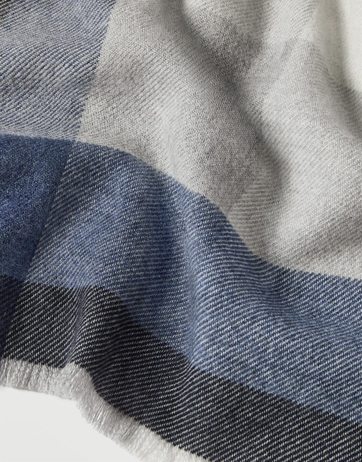 Wool and cashmere checked twill scarf - Blå