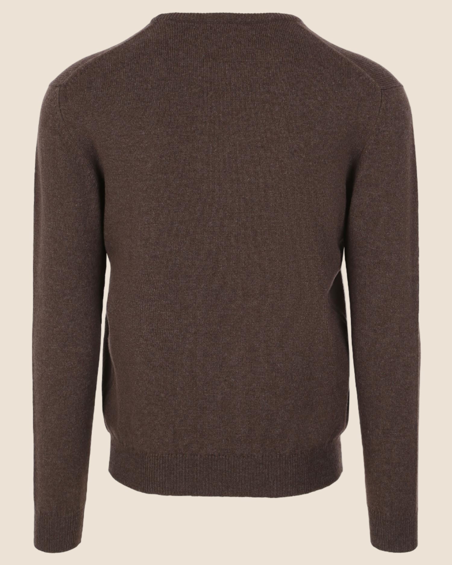 Lammeullsgenser Rund-hals Mørk brun-JOHNSTONS OF ELGIN-www.gunnaroye.no