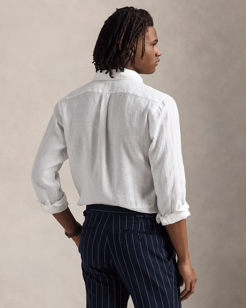 Custom Fit Lin skjorte Hvit