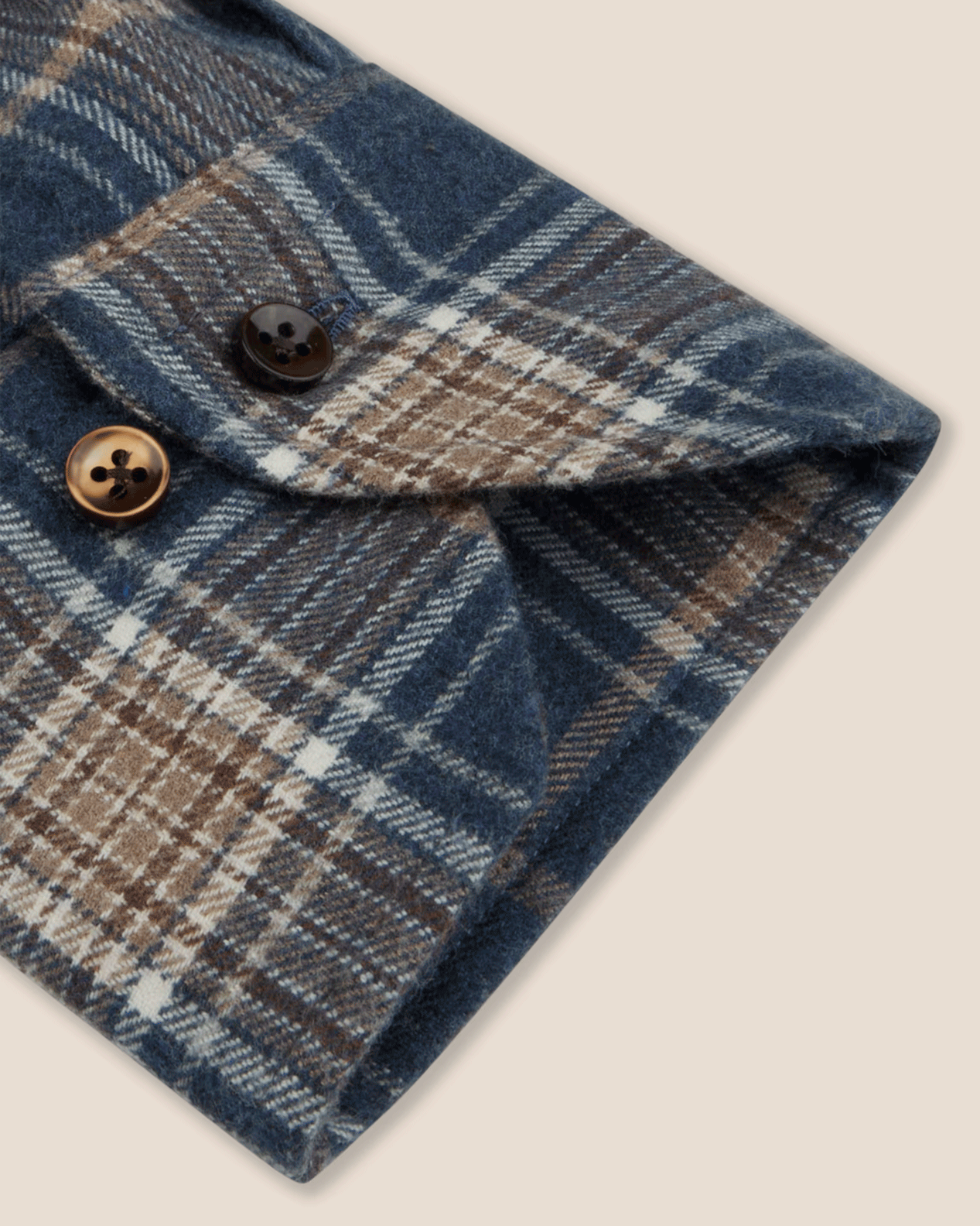 Regular Fit Flanell Skjorte Rutet - Mørk blå