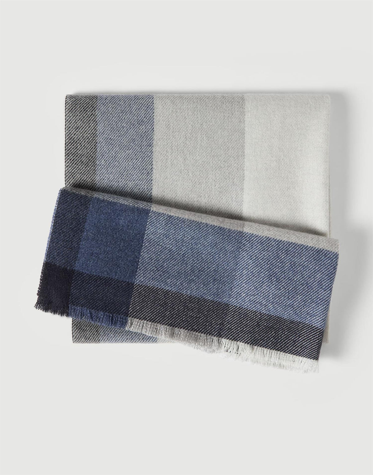 Wool and cashmere checked twill scarf - Blå