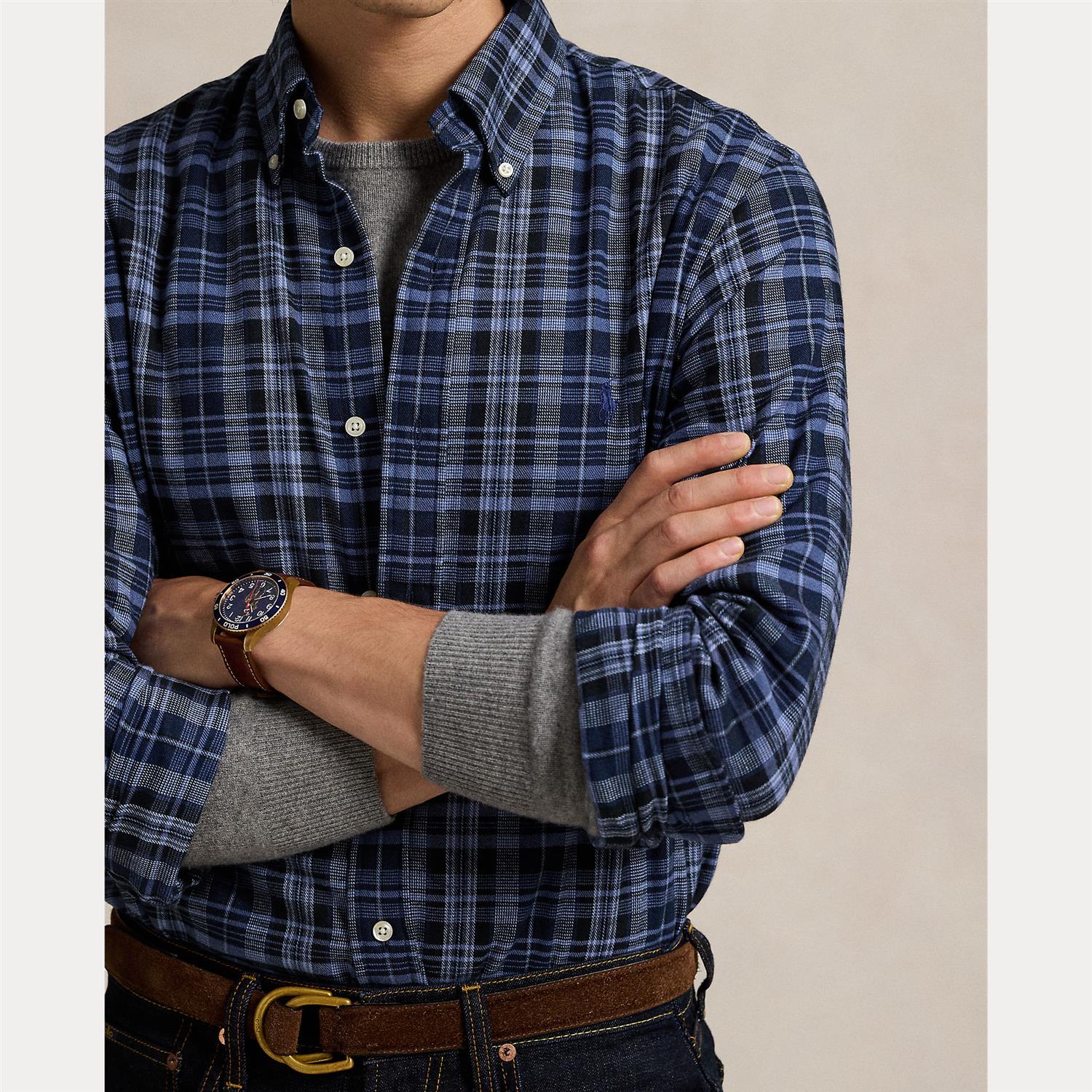 Rutet Twill Skjorte - Navy