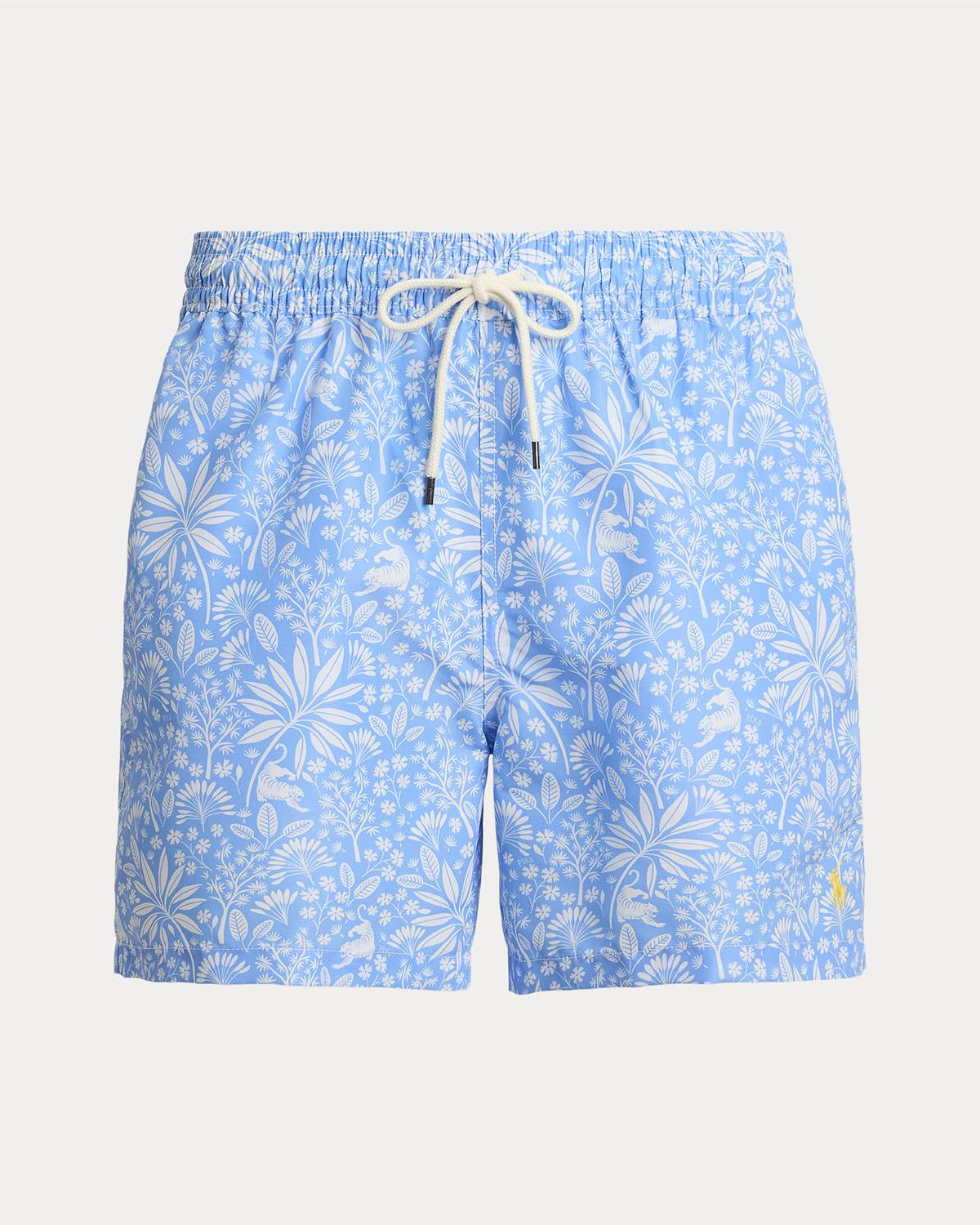 Mønstret Badeshorts - Lys blå