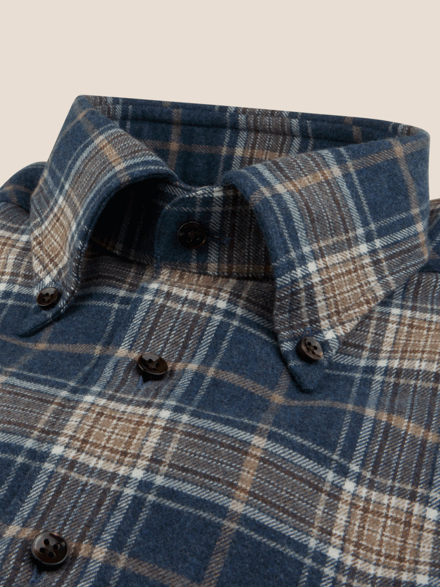 Slim Flanell Skjorte Rutet - Mørk blå