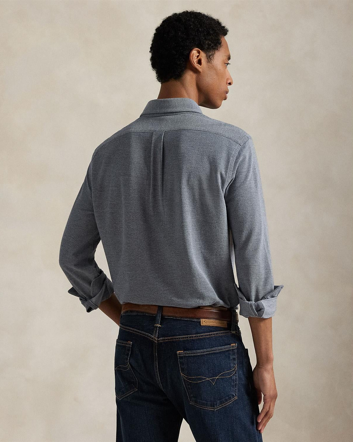 Rutet Oxford Mesh Skjorte - Navy