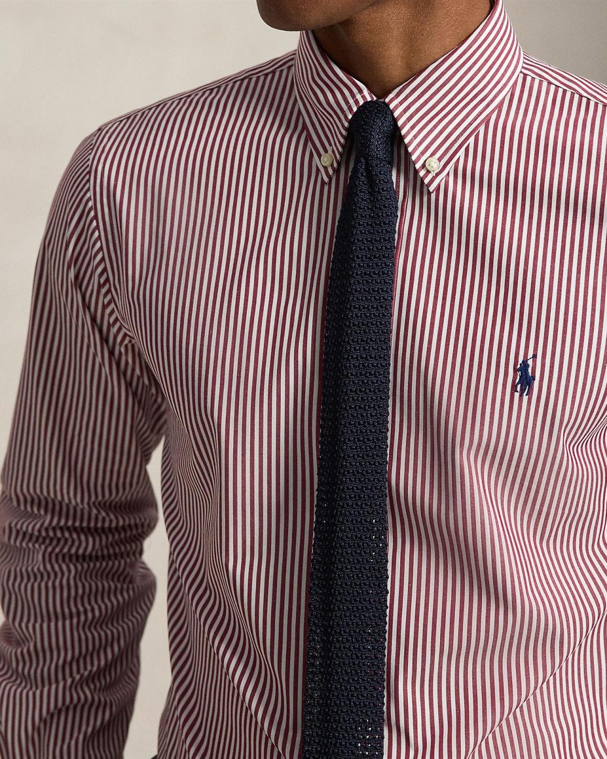 Stripet Poplin Skjorte - Burgunder