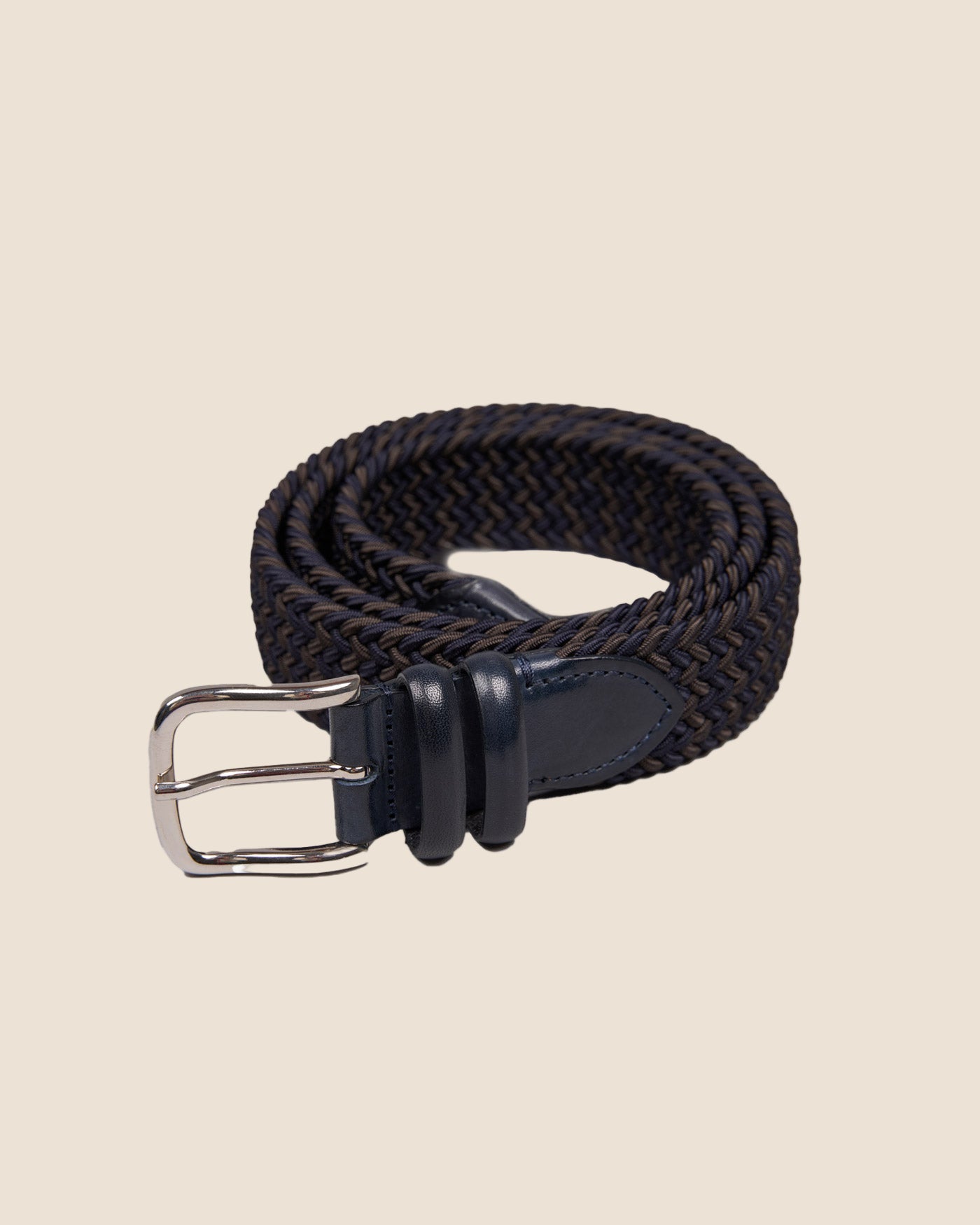 Elastisk Strikkbelte Navy & Brun-Gavazzeni-www.gunnaroye.no