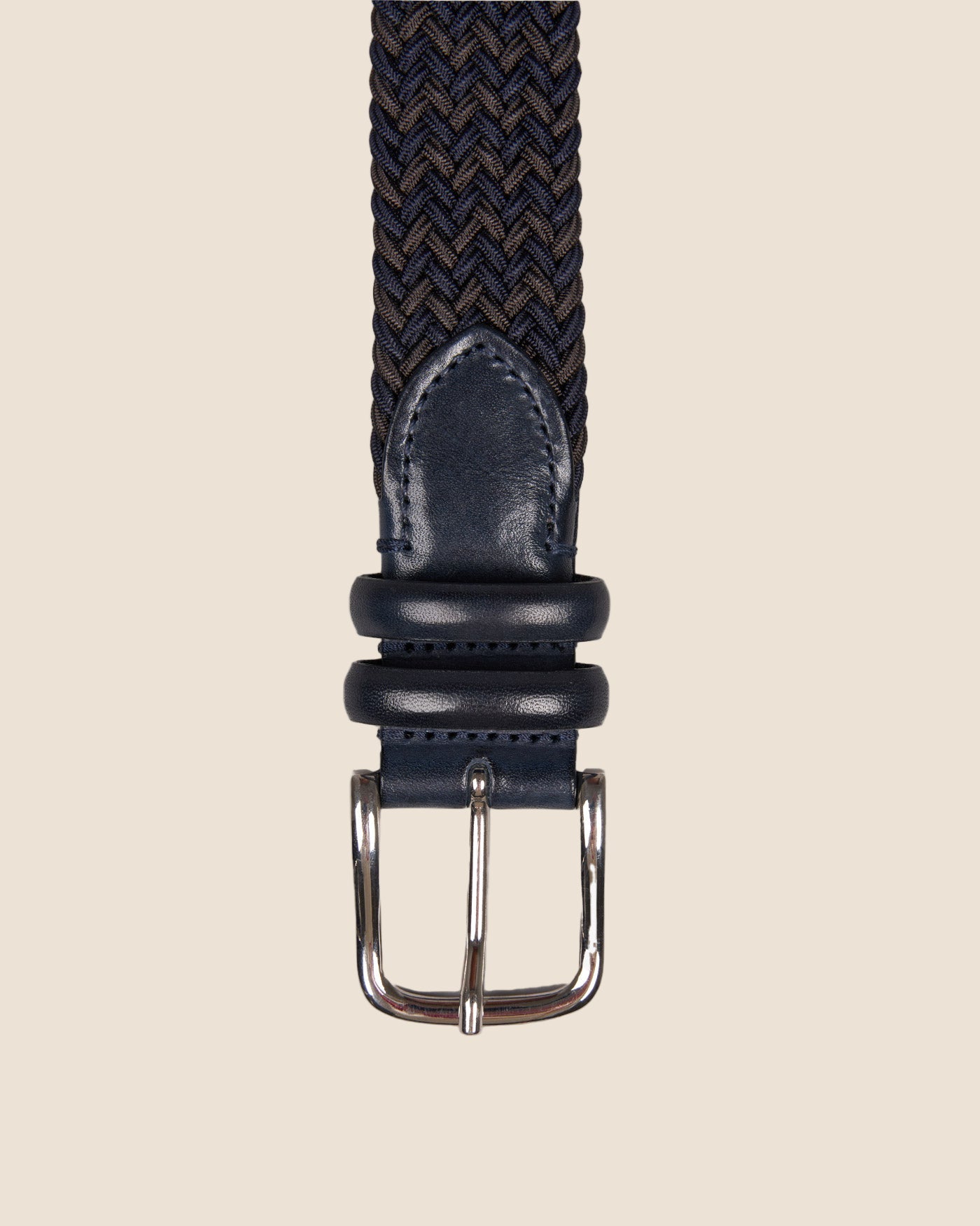 Elastisk Strikkbelte Navy & Brun-Gavazzeni-www.gunnaroye.no