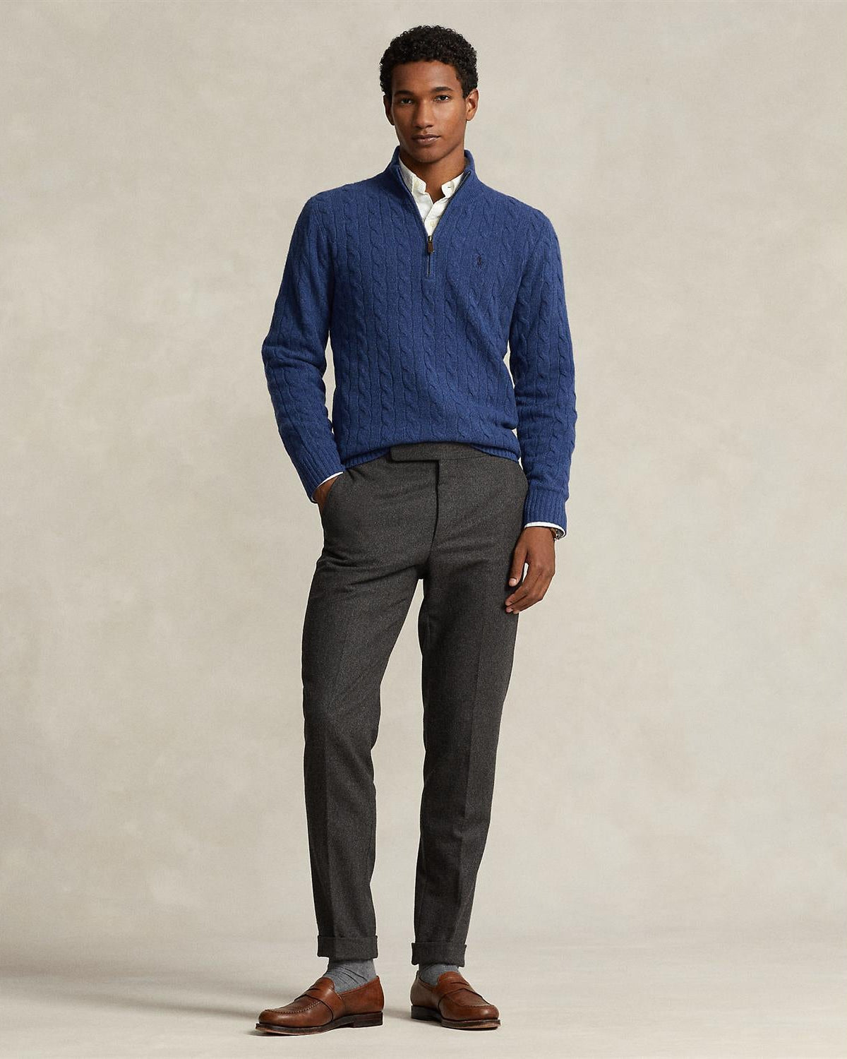 Kabel Half-Zip - Blå