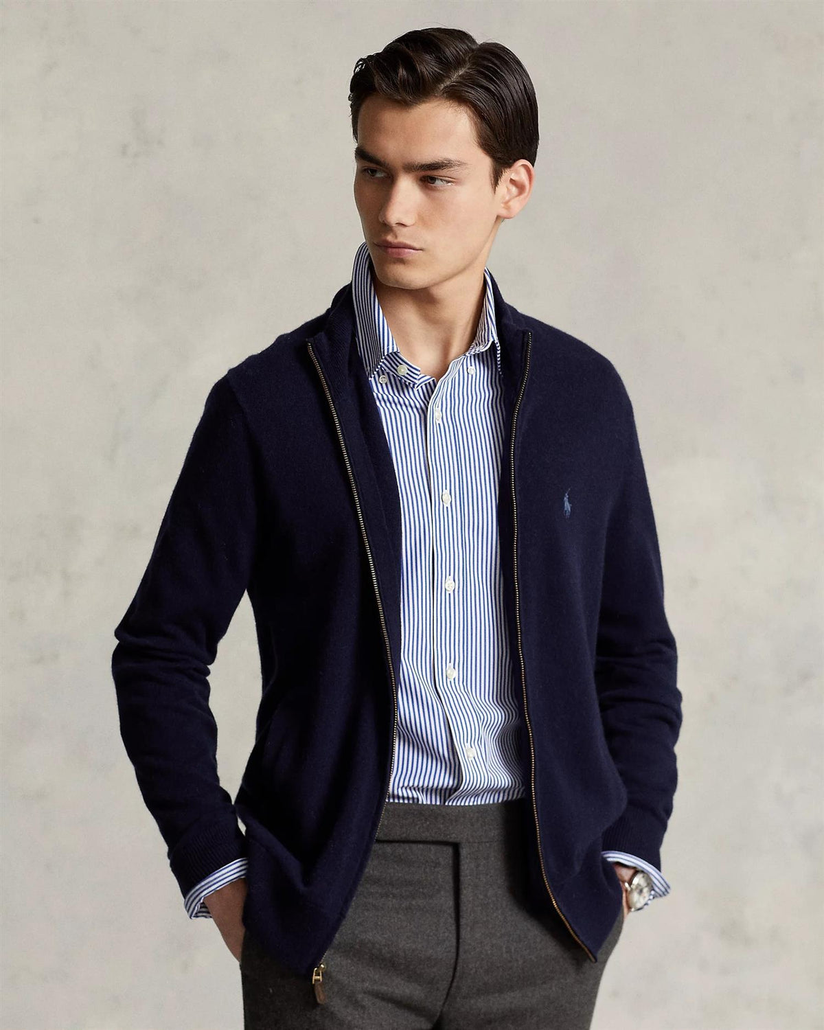 Merino Full Zip - Navy