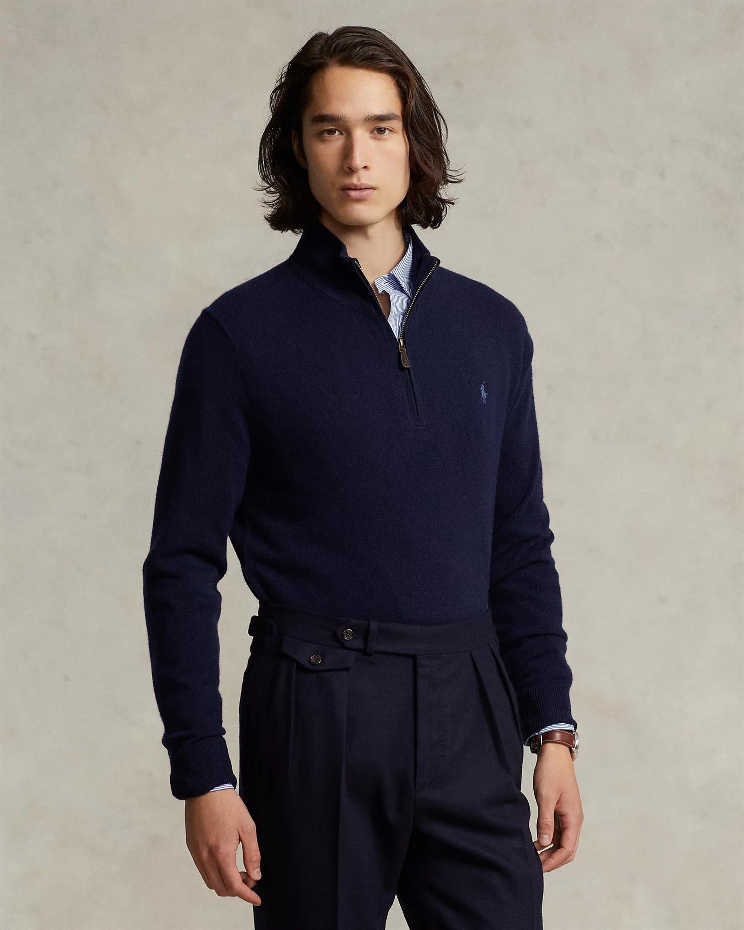 Rustikk Merino Half Zip - Navy