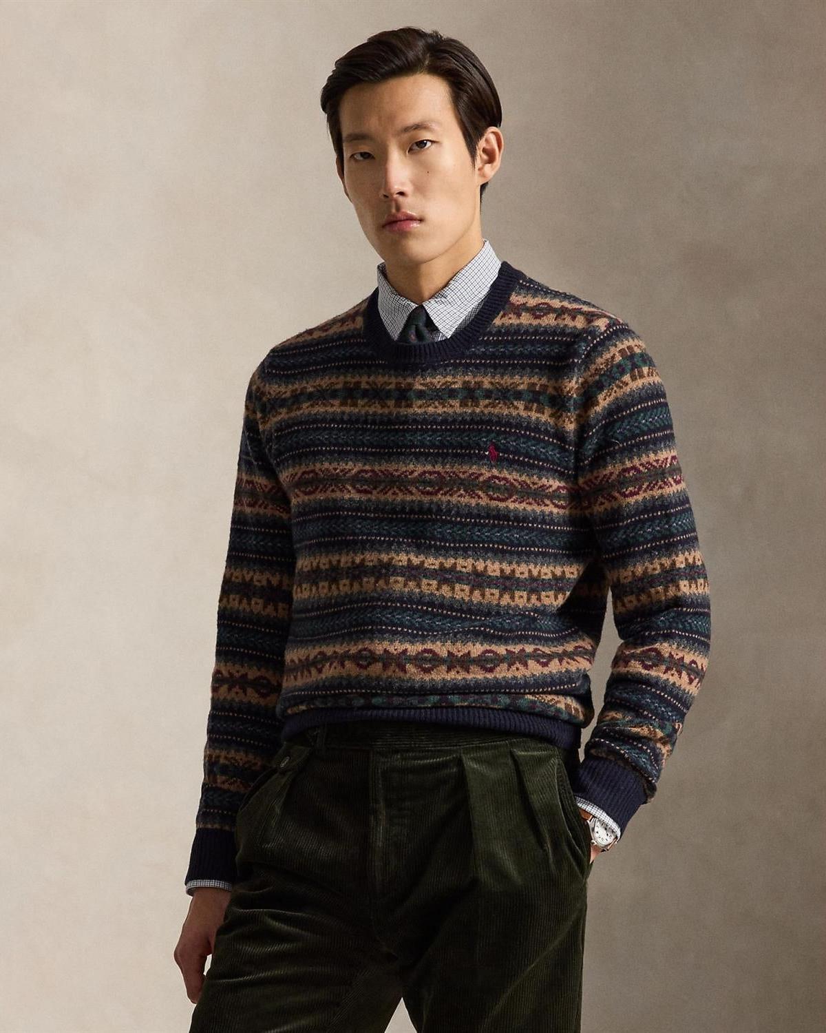 Crewneck med Fair Isle mønster -