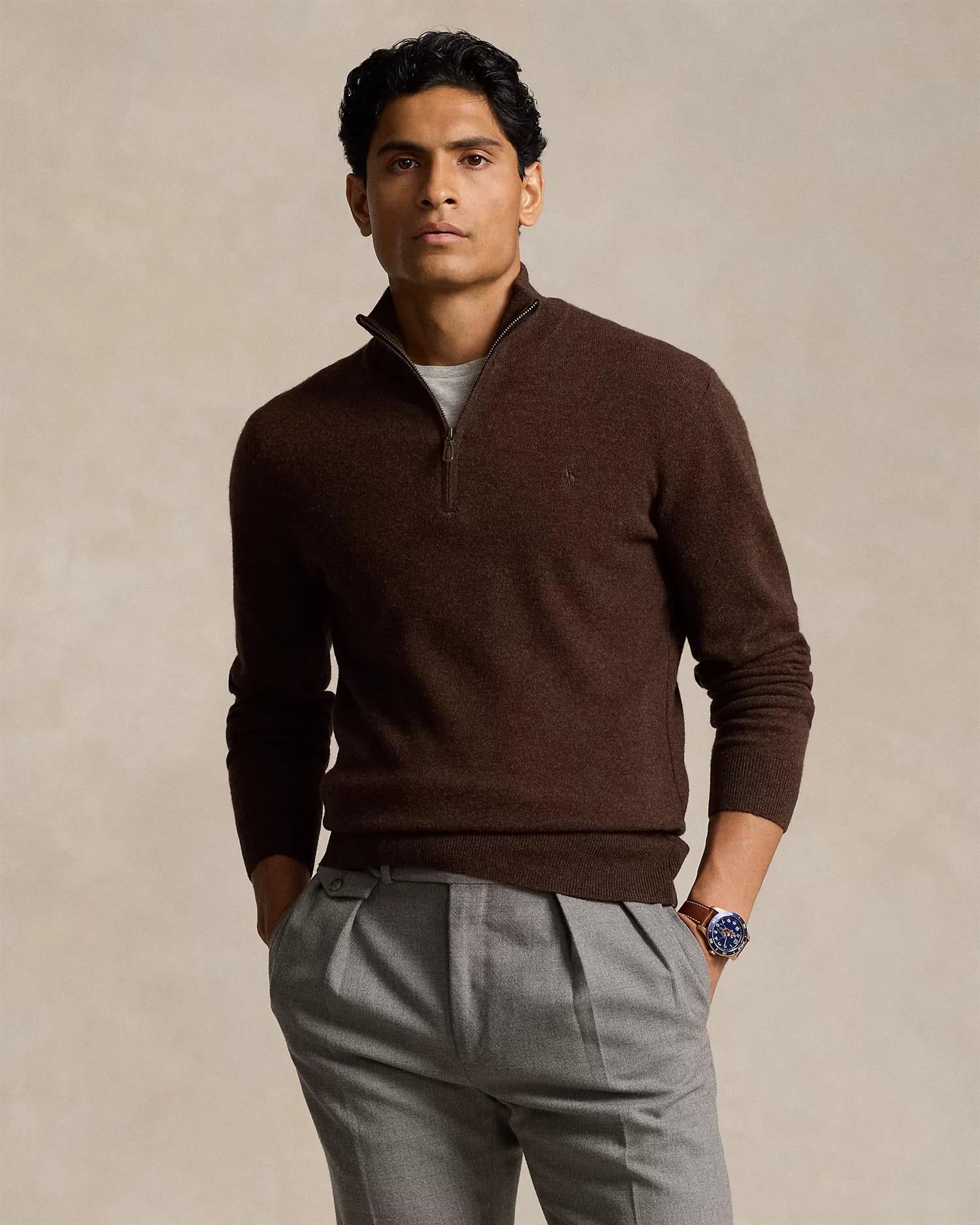 Rustikk Merino Half Zip - Brun