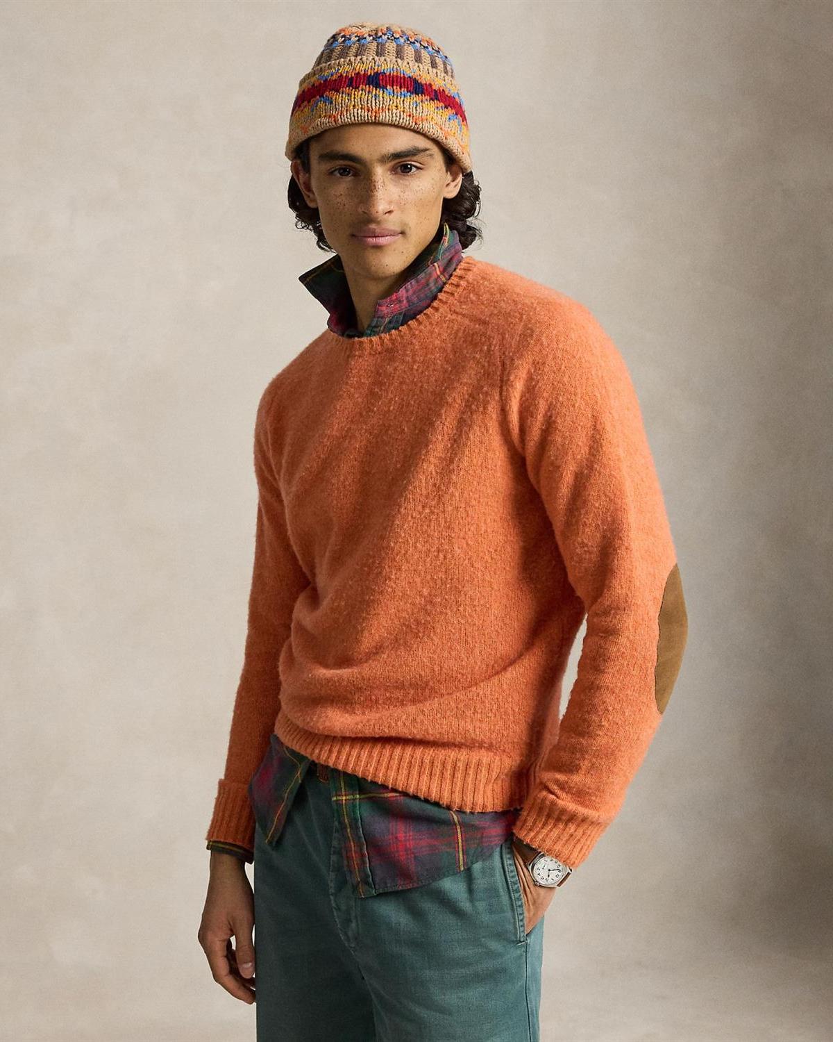Crewneck genser ull/kasjmir - Oransje