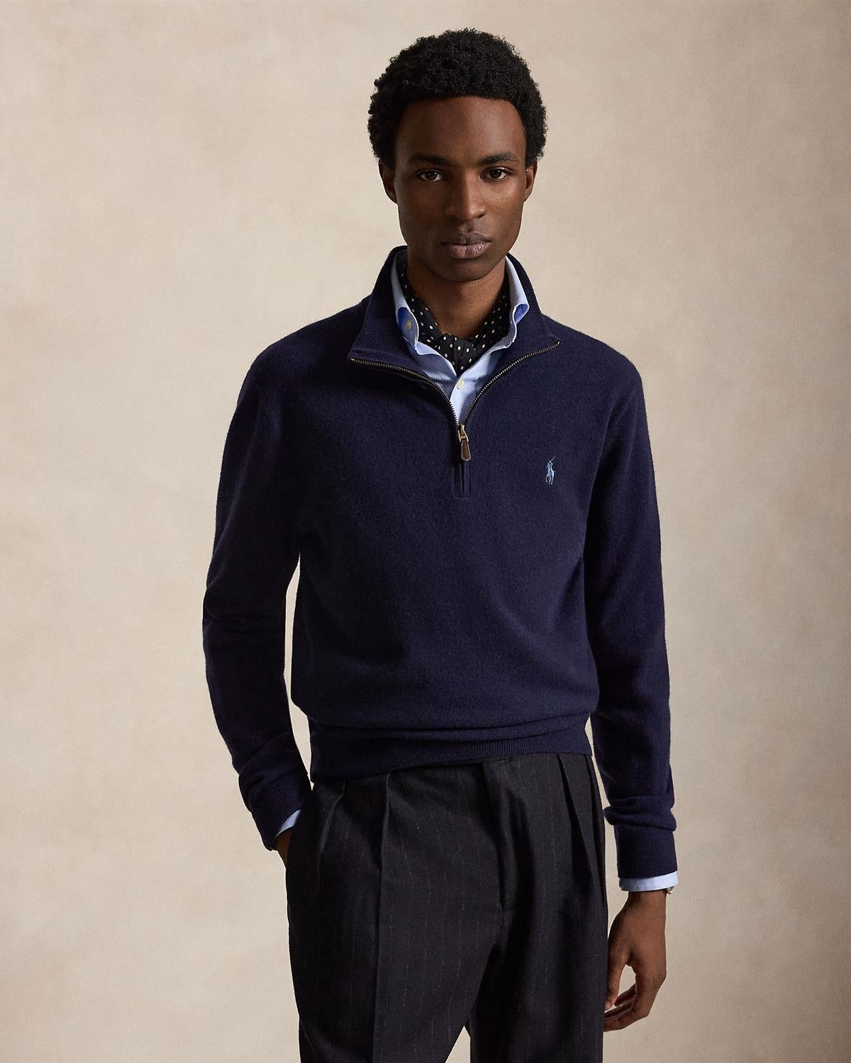 Merino Half Zip - Navy