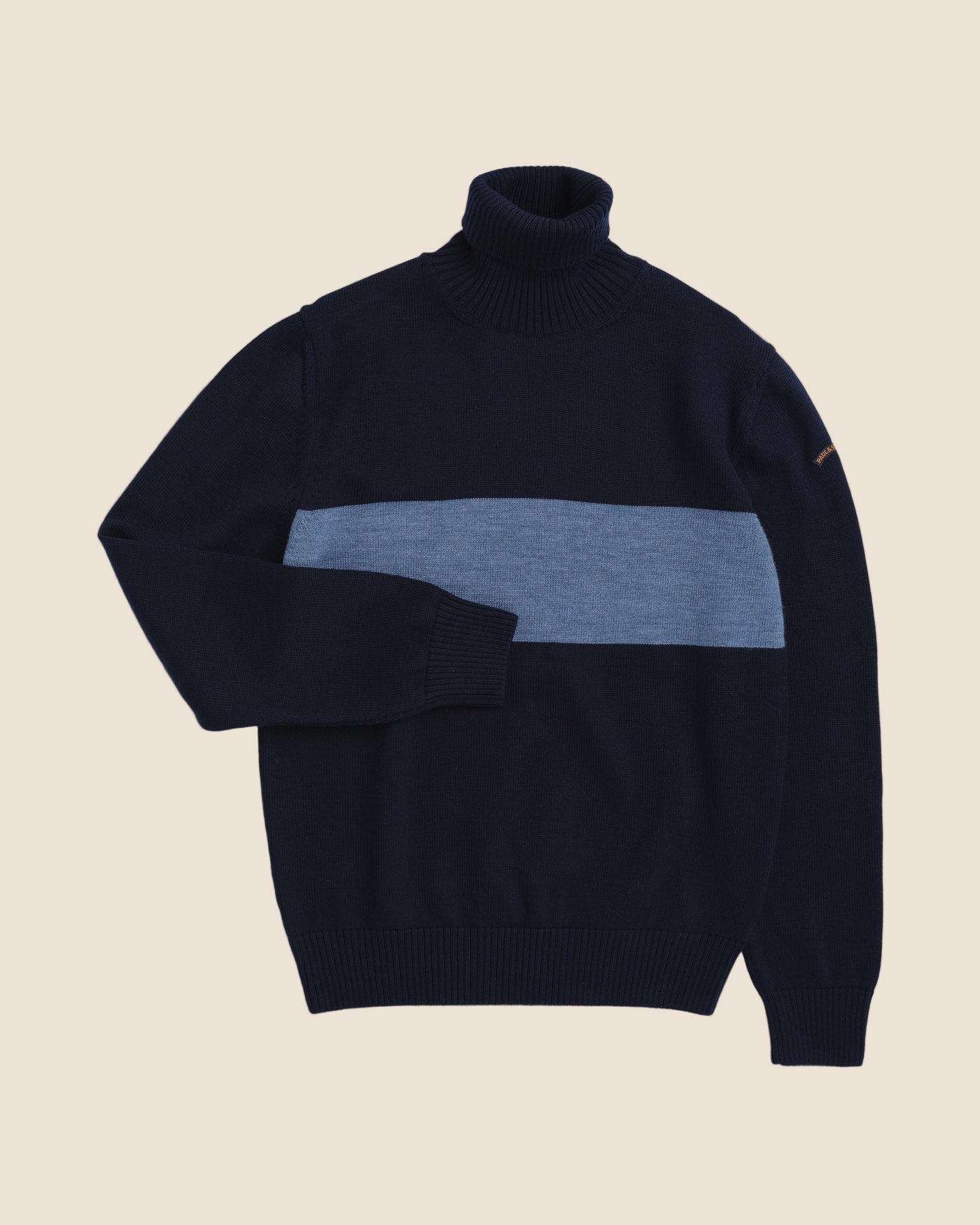 Høyhalset Genser med Stripe - Navy-Paul & Shark-www.gunnaroye.no