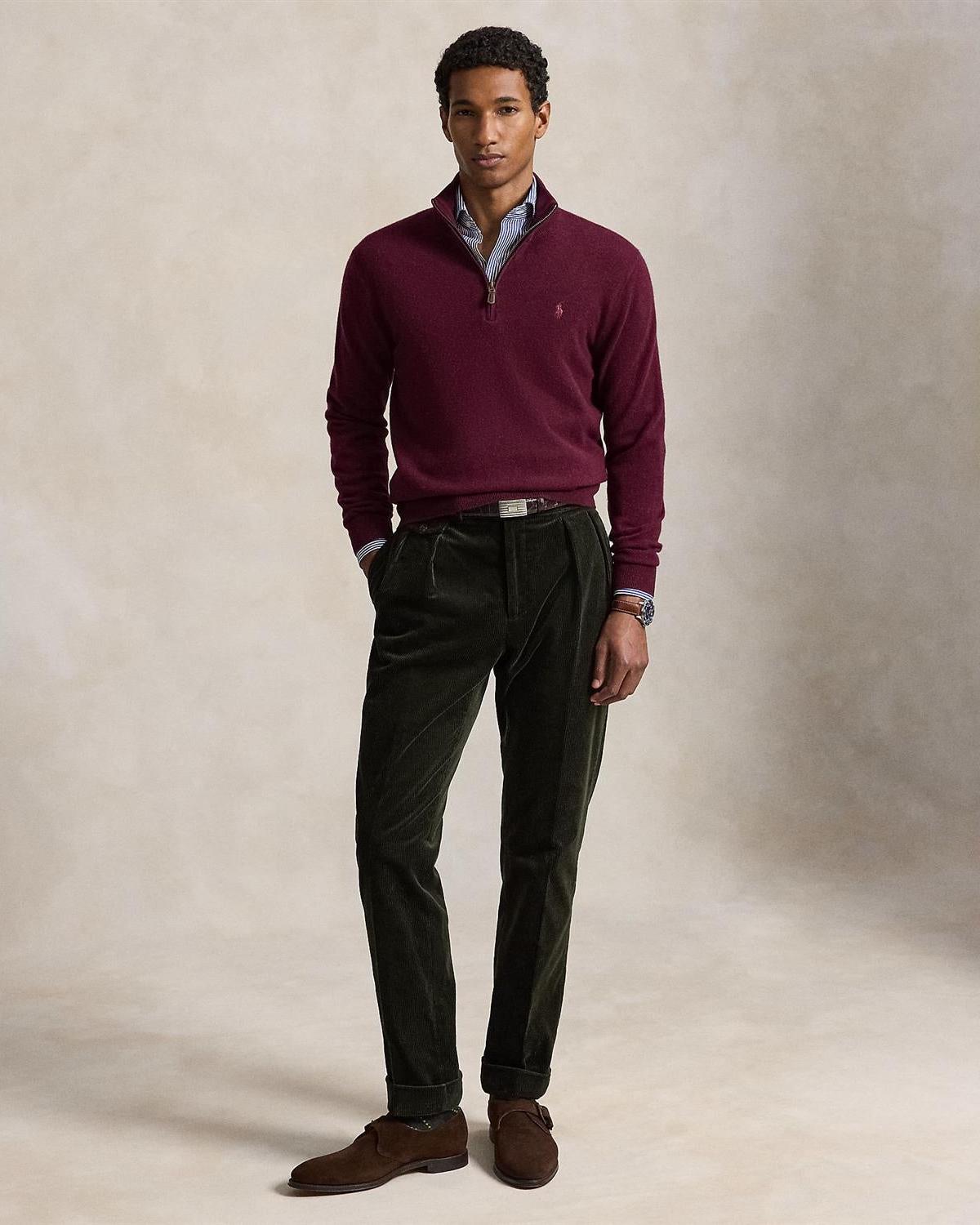 Merino Half Zip - Burgunder